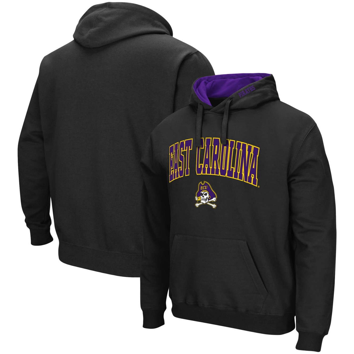 Colosseum Heathered Gray ECU Pirates Arch and Logo Pullover Hoodie                                                               - view number 1