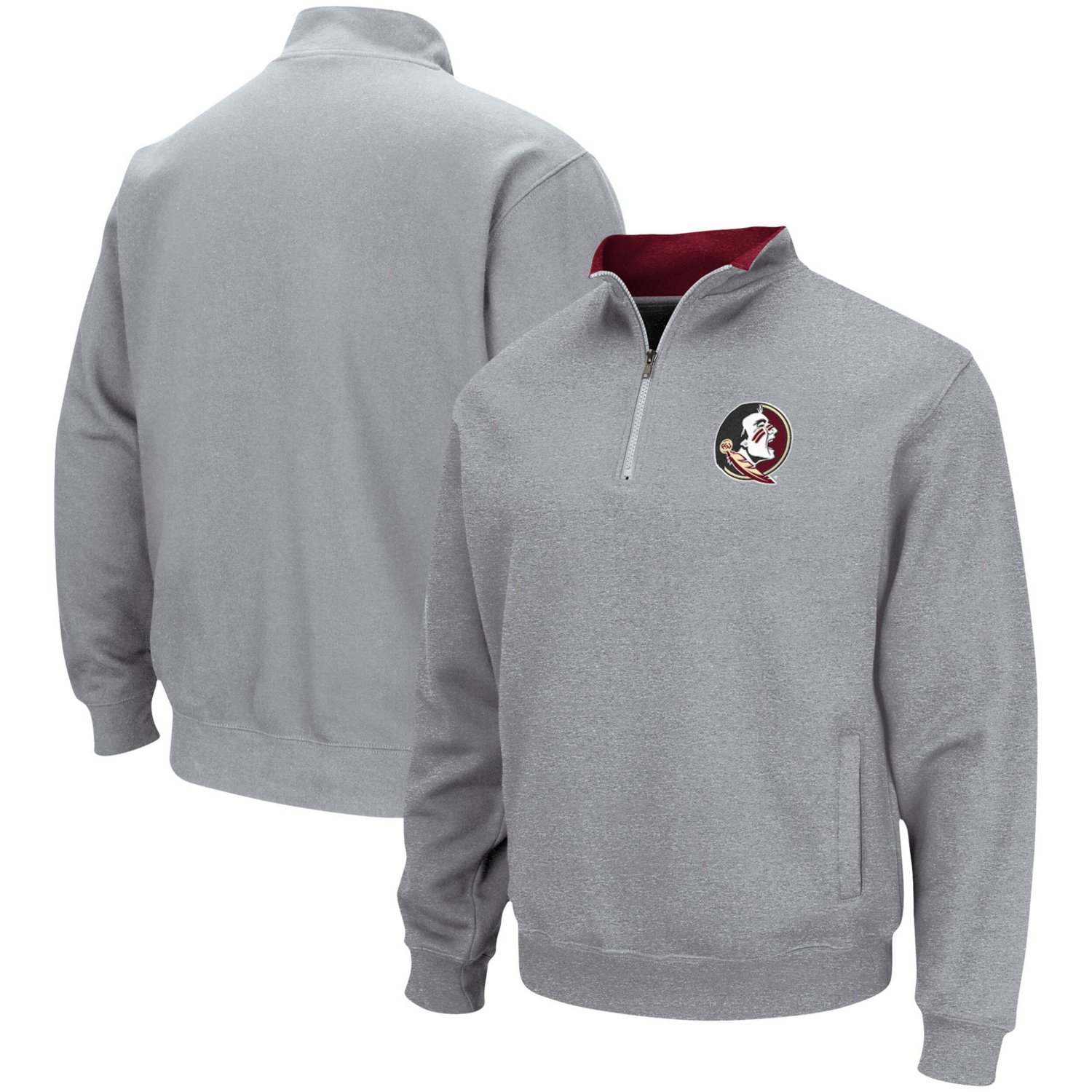 Colosseum Heathered Gray Florida State Seminoles Tortugas Team Logo Quarter-Zip Jacket - view number 1