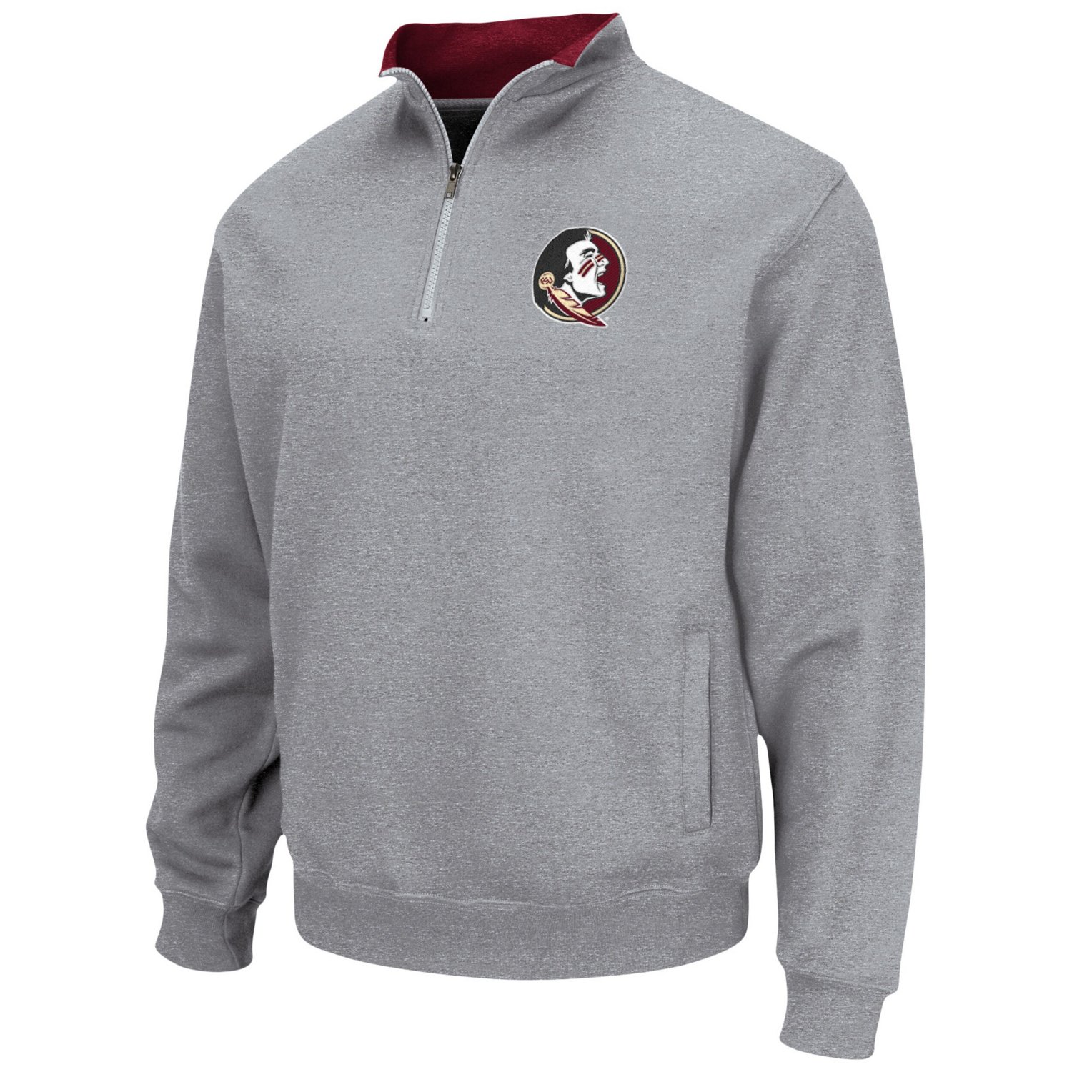 Colosseum Heathered Gray Florida State Seminoles Tortugas Team Logo Quarter-Zip Jacket - view number 2