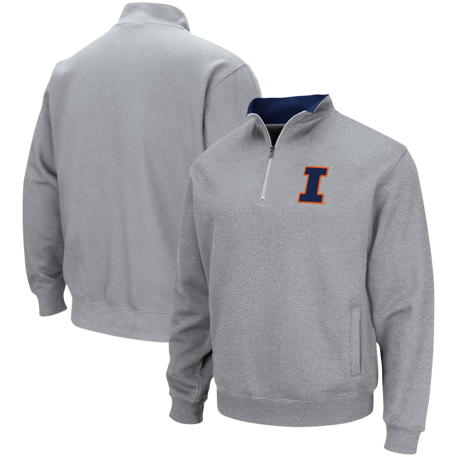 Colosseum Heathered Gray Illinois Fighting Illini Tortugas Team Logo Quarter-Zip Jacket                                          - view number 1