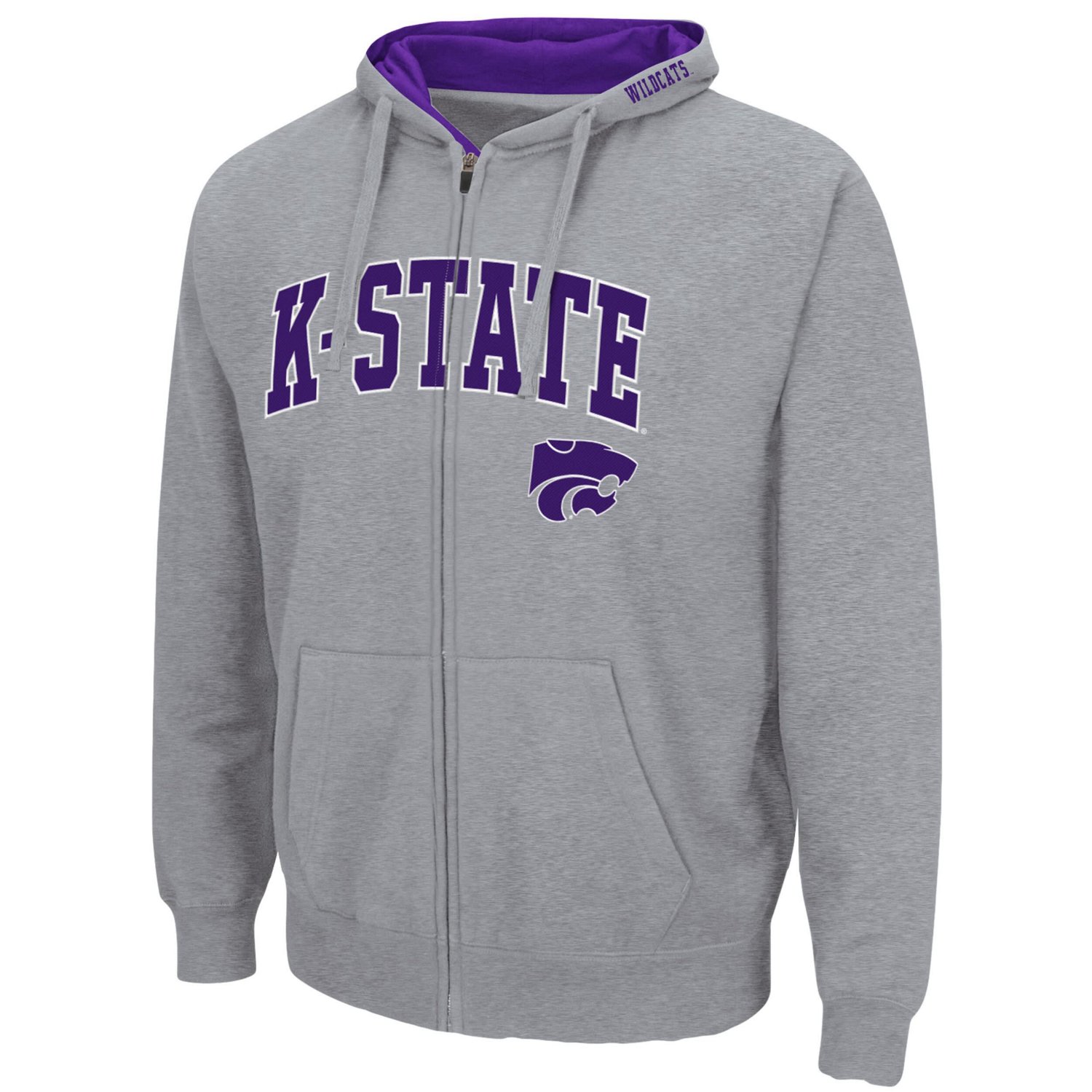 Colosseum Heathered Gray Kansas State Wildcats Arch  Logo 30 Full-Zip Hoodie - view number 2