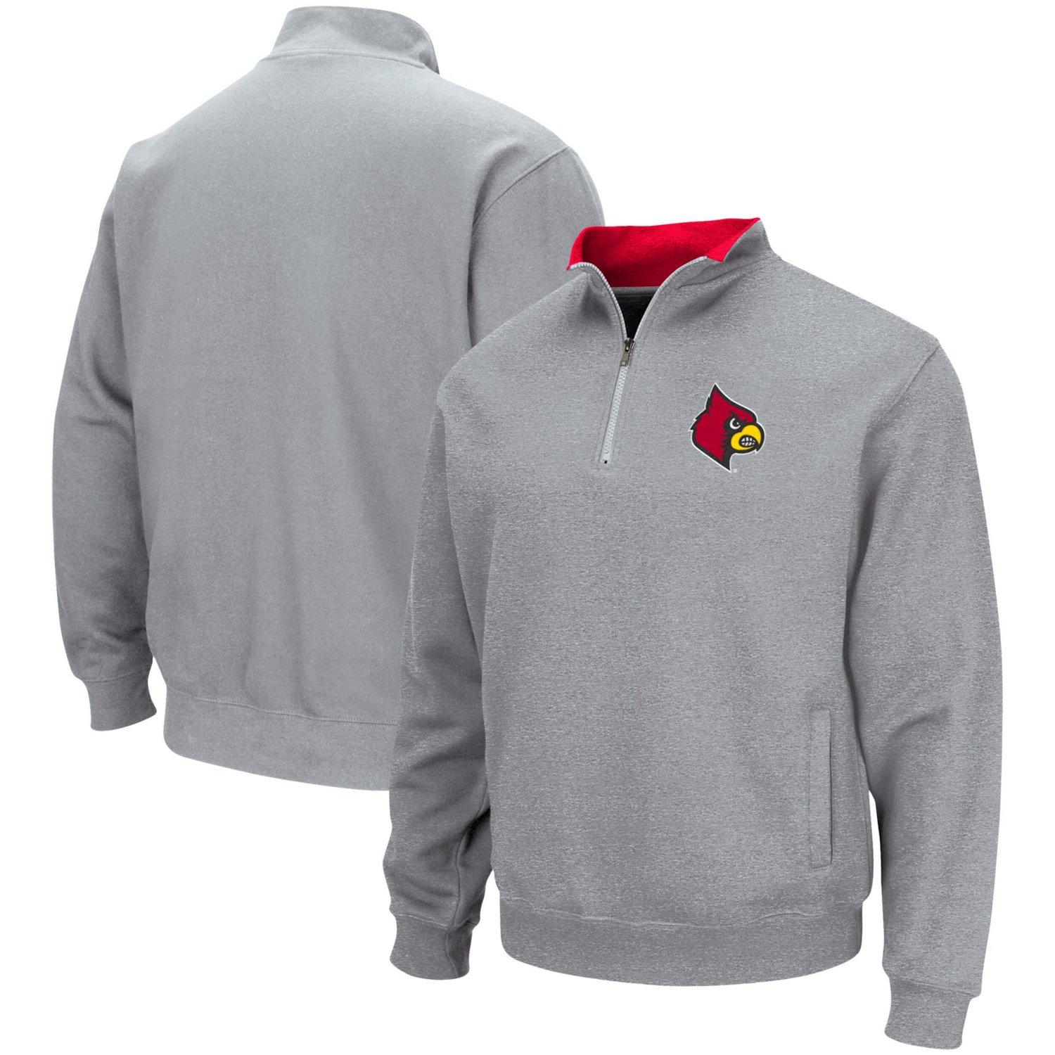 Colosseum Heathered Gray Louisville Cardinals Tortugas Team Logo Quarter-Zip Jacket