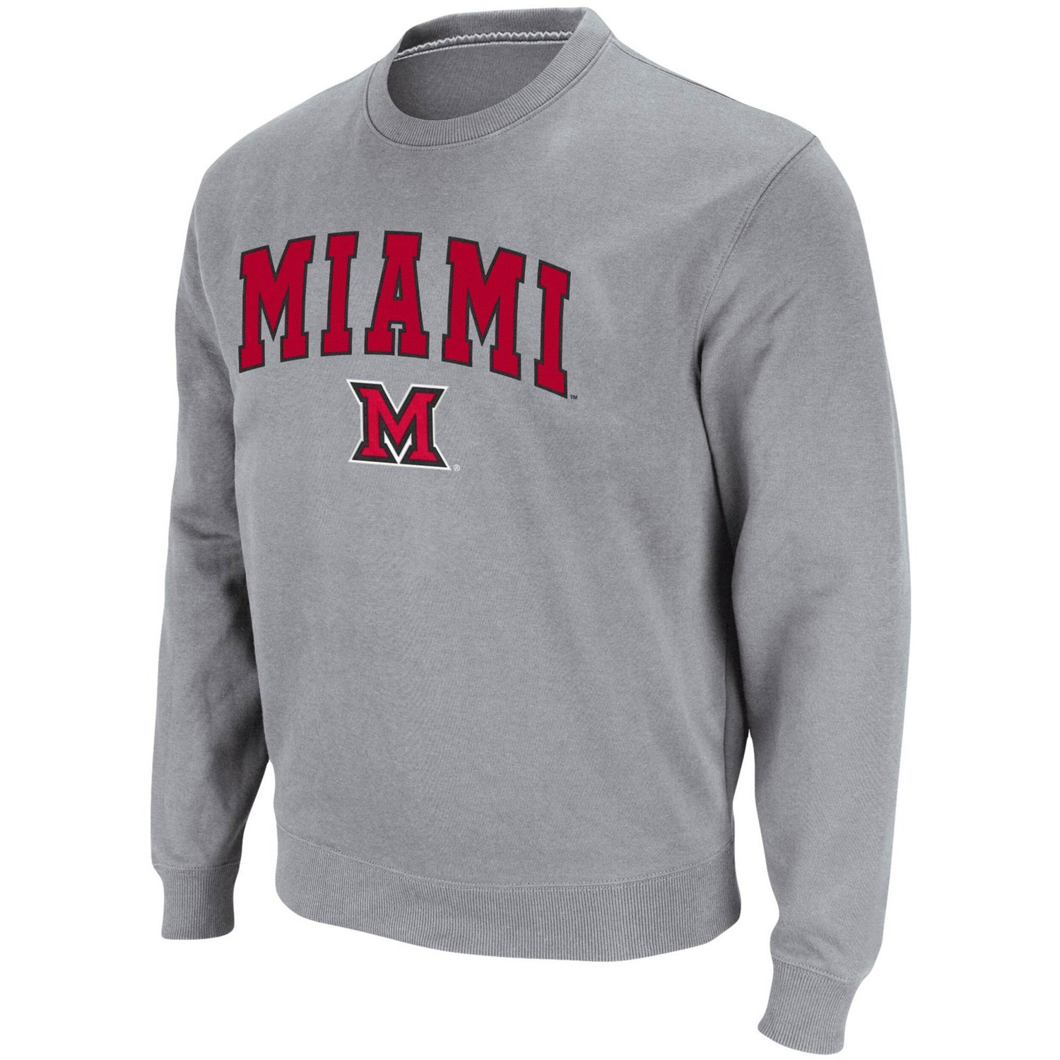Colosseum Heathered Gray Miami University RedHawks Arch  Logo Tackle Twill Pullover Sweatshirt                                   - view number 2