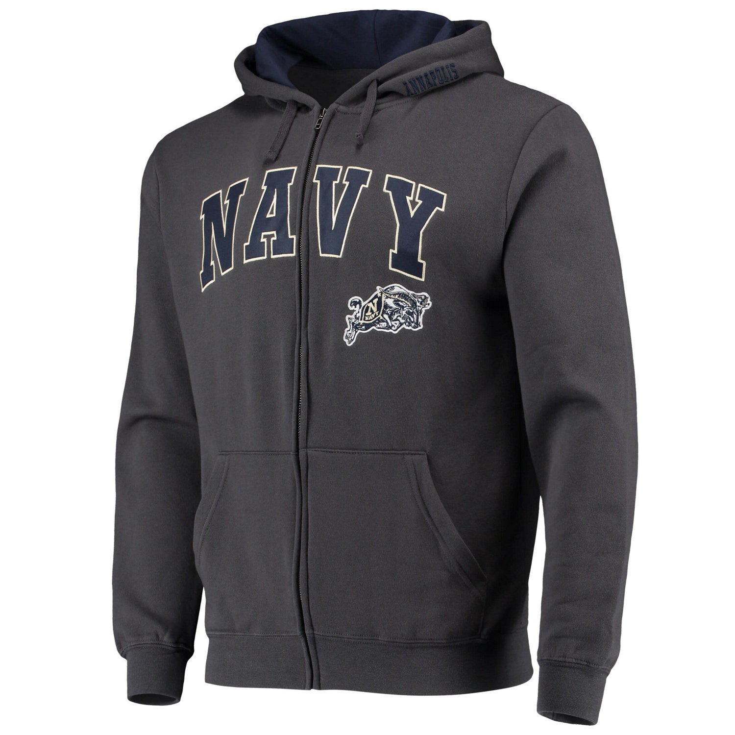 Colosseum Heathered Gray Midshipmen Arch  Logo 30 Full-Zip Hoodie                                                                - view number 2