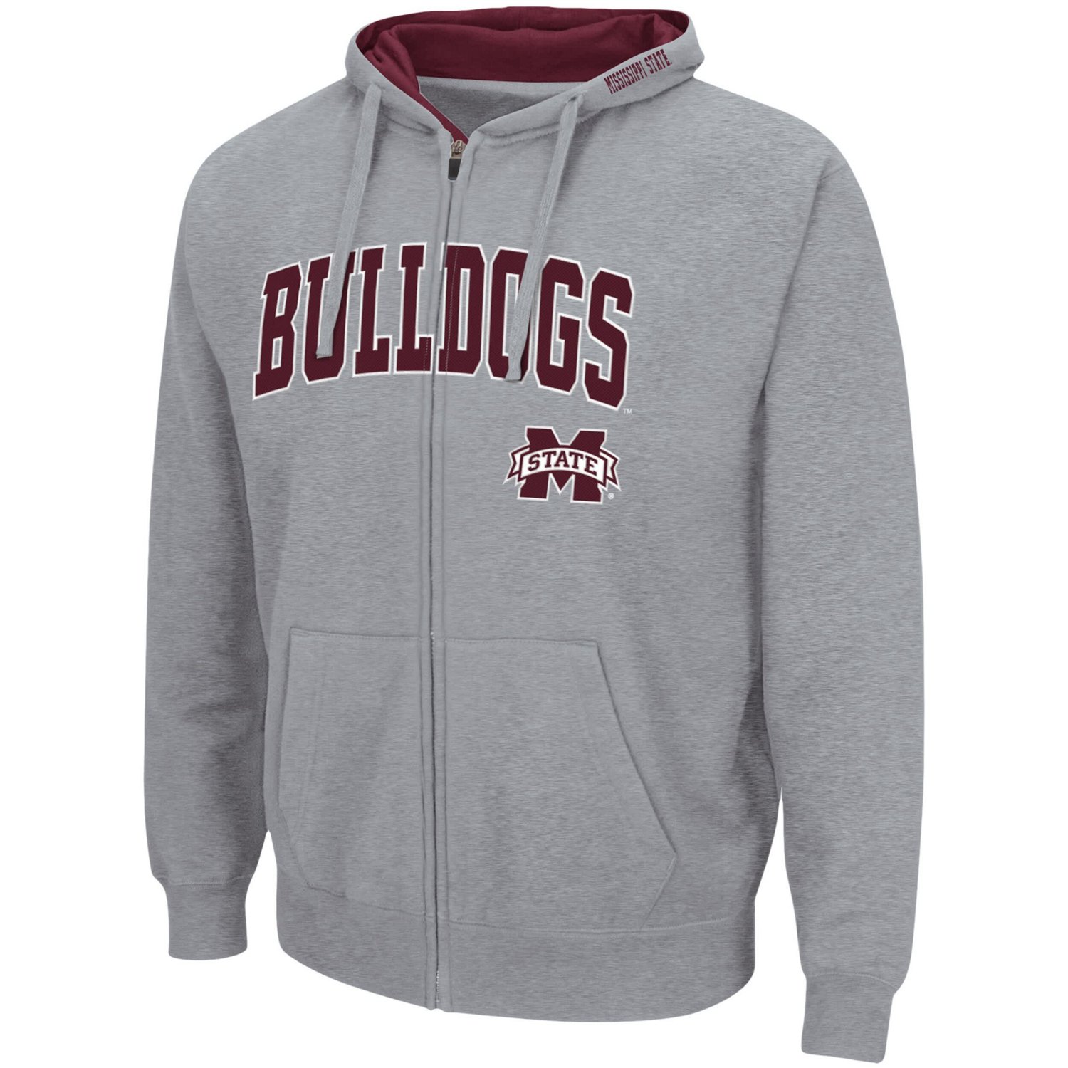 Colosseum Heathered Gray Mississippi State Bulldogs Arch  Logo 30 Full-Zip Hoodie                                                - view number 2