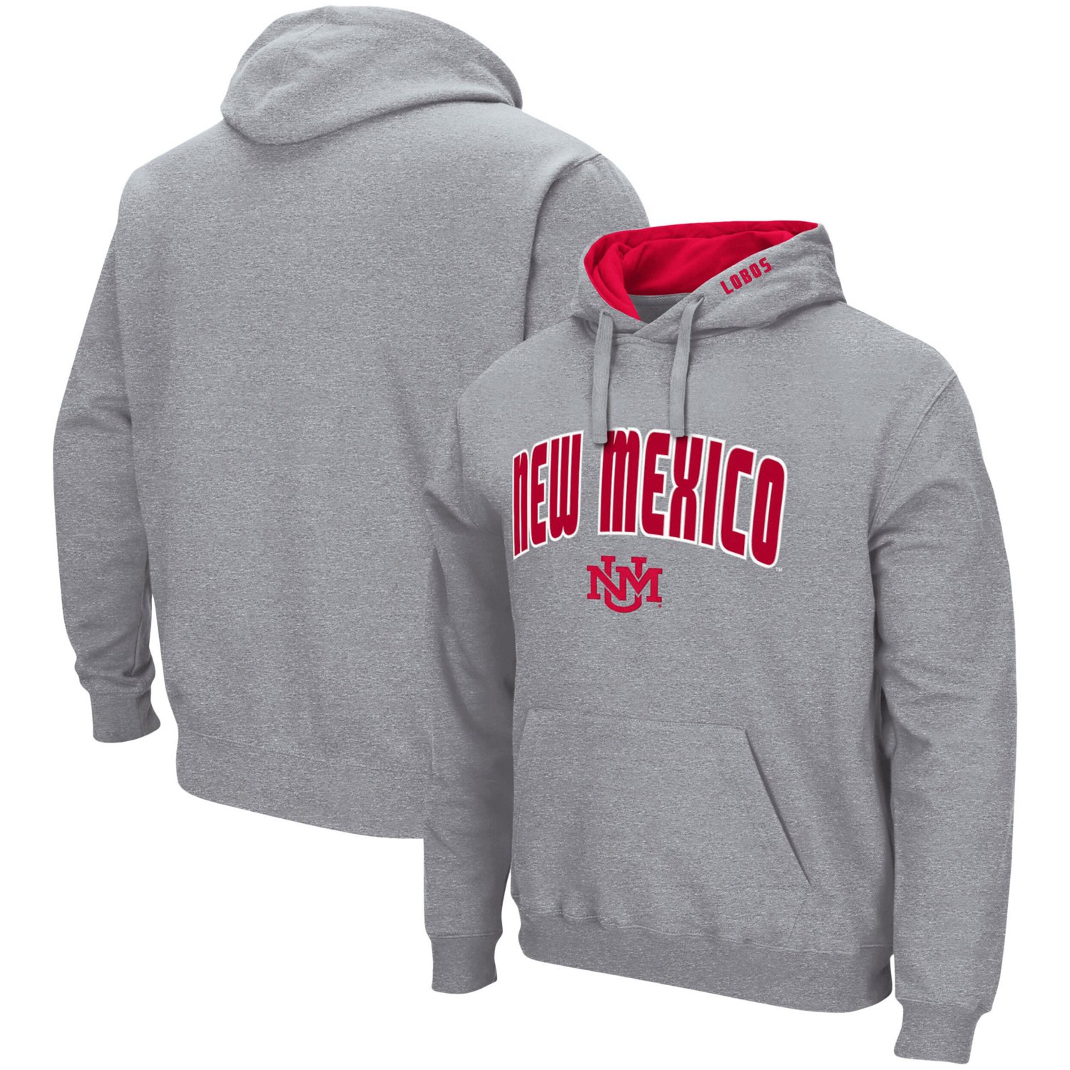 Colosseum Heathered Gray New Mexico Lobos Arch and Logo Pullover Hoodie                                                          - view number 1