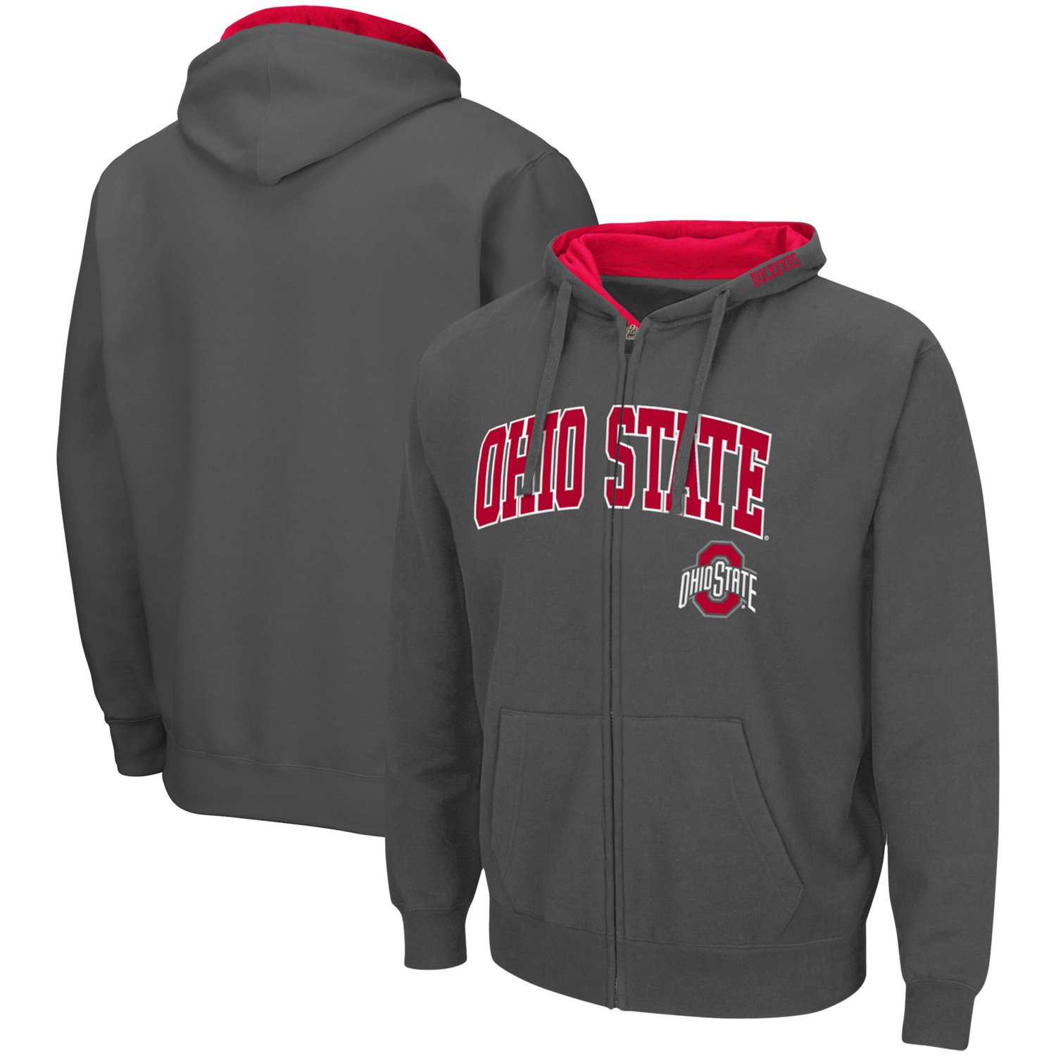 Colosseum Heathered Gray Ohio State Buckeyes Arch  Logo 30 Full-Zip Hoodie - view number 1