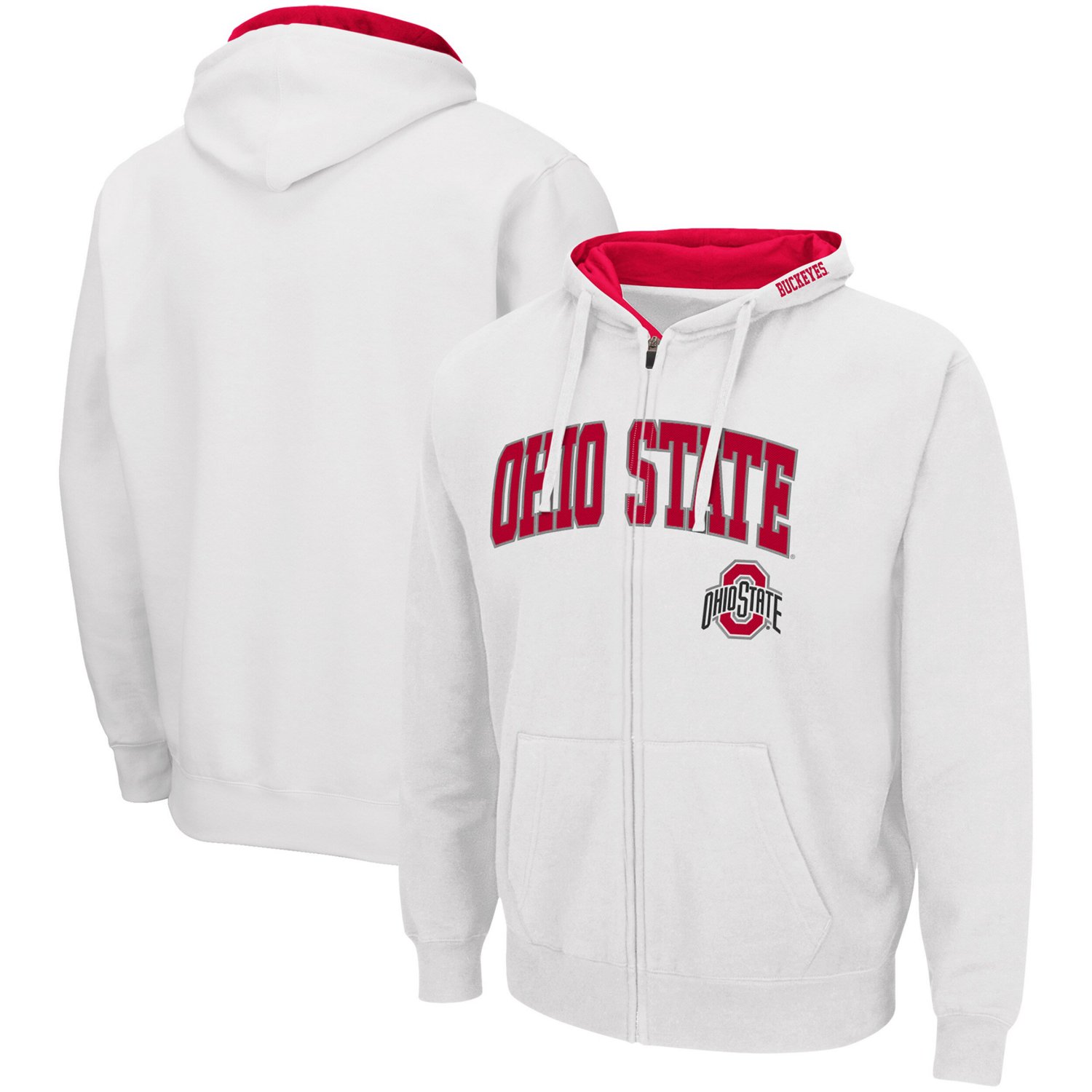 Colosseum Heathered Gray Ohio State Buckeyes Arch  Logo 30 Full-Zip Hoodie
