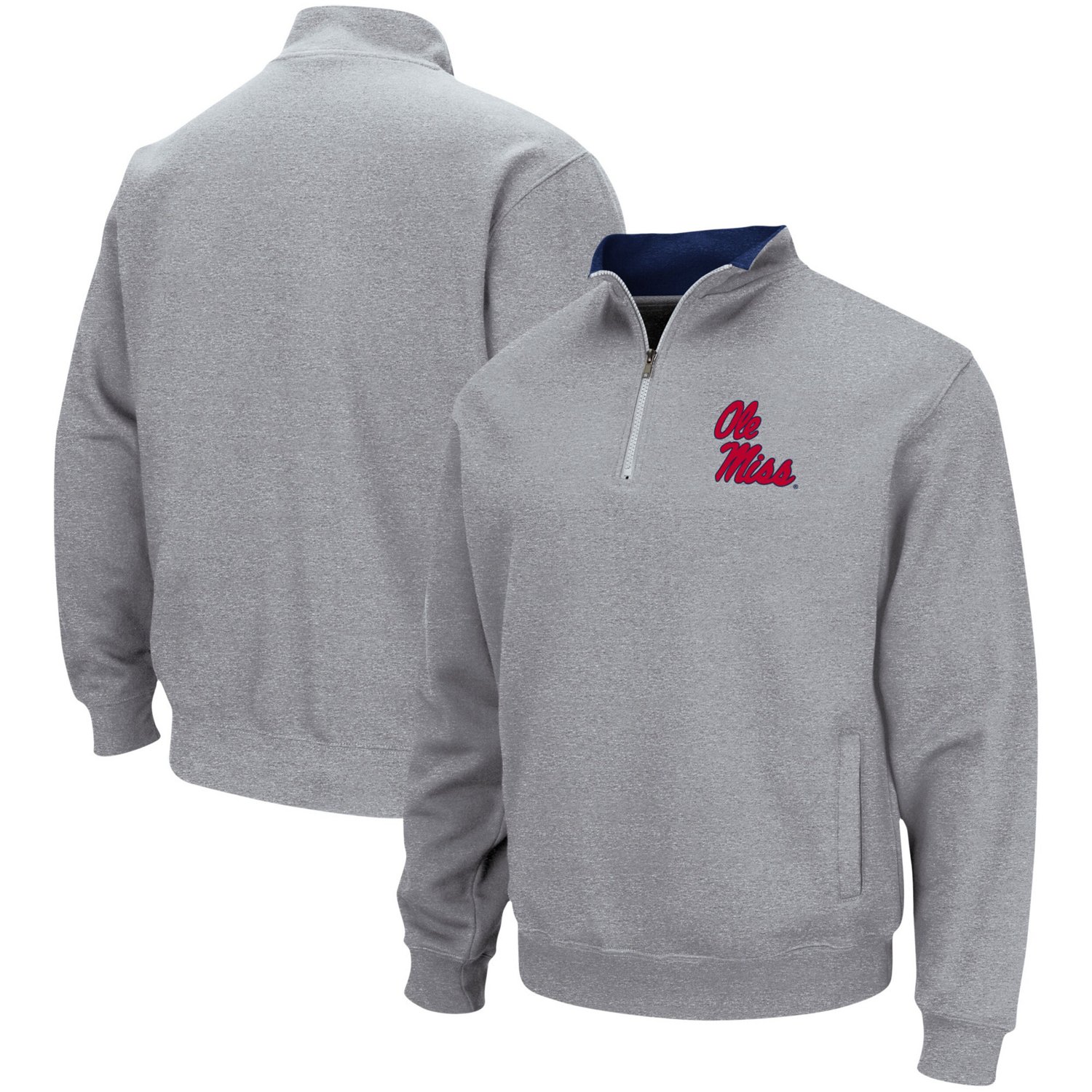 Colosseum Heathered Gray Ole Miss Rebels Tortugas Team Logo Quarter-Zip Jacket - view number 1