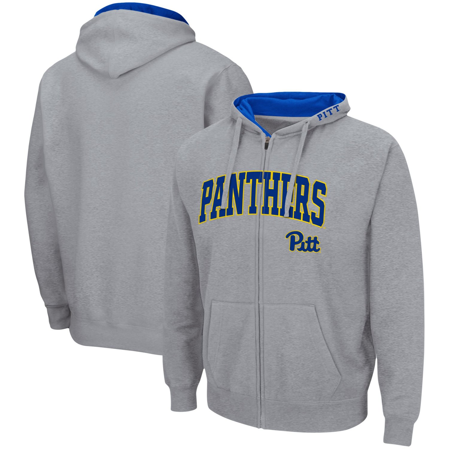 Colosseum Heathered Gray Pitt Panthers Arch  Logo 30 Full-Zip Hoodie - view number 1