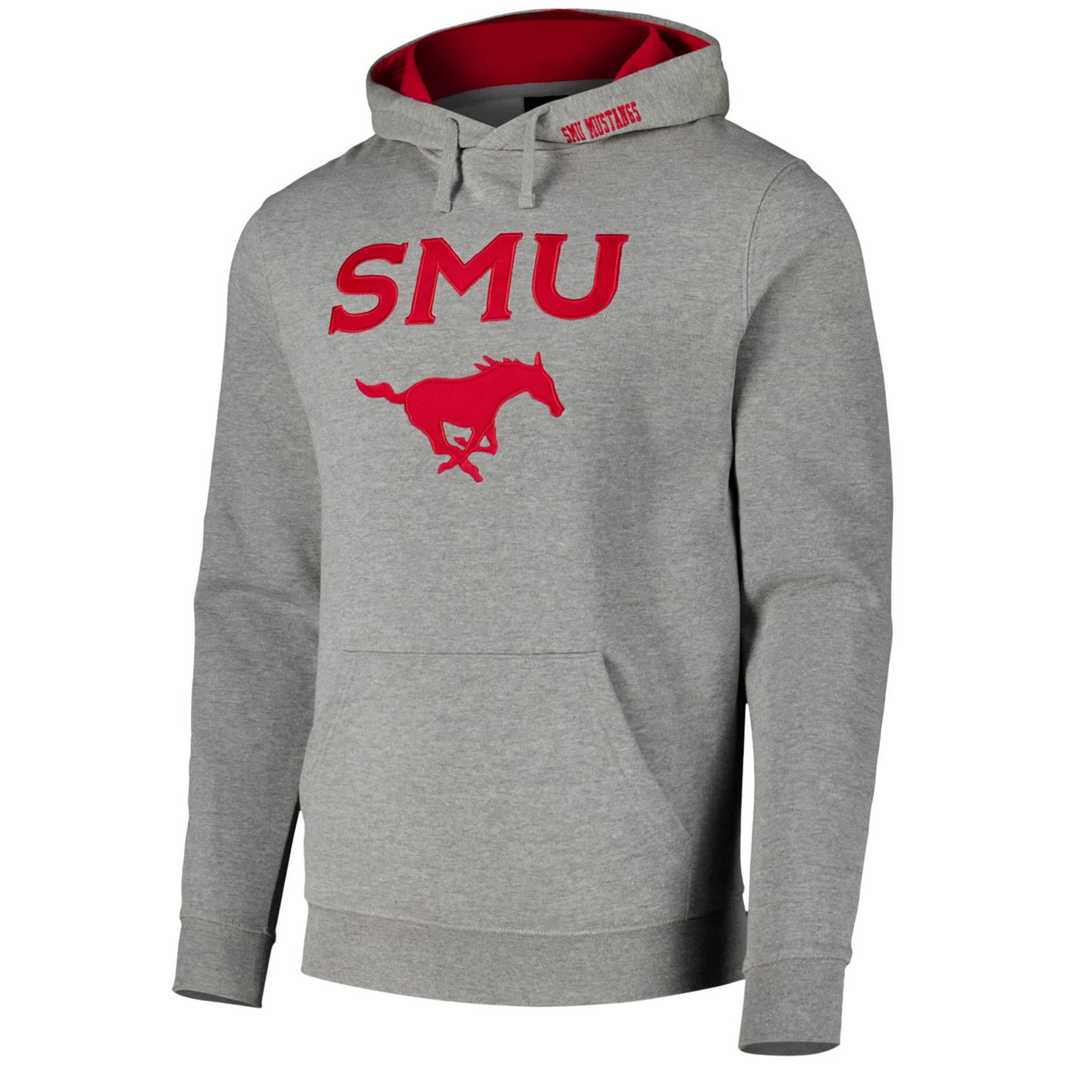 Colosseum Heathered Gray SMU Mustangs Arch and Logo Pullover Hoodie                                                              - view number 2