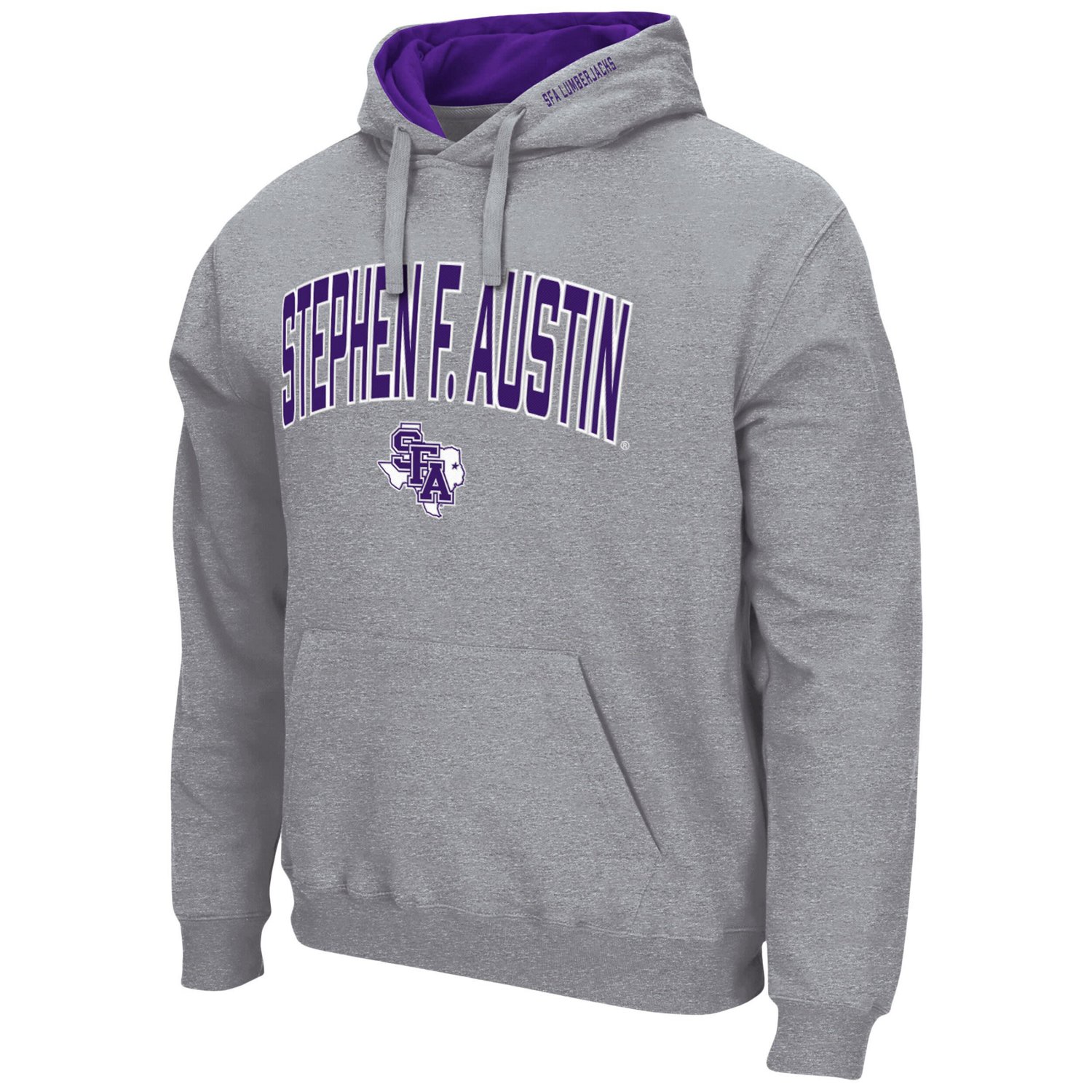 Colosseum Heathered Gray Stephen F Austin Lumberjacks Arch and Logo Pullover Hoodie                                              - view number 2