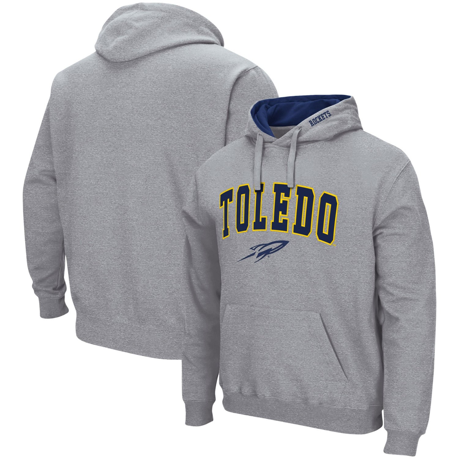 Colosseum Heathered Gray Toledo Rockets Arch and Logo Pullover Hoodie