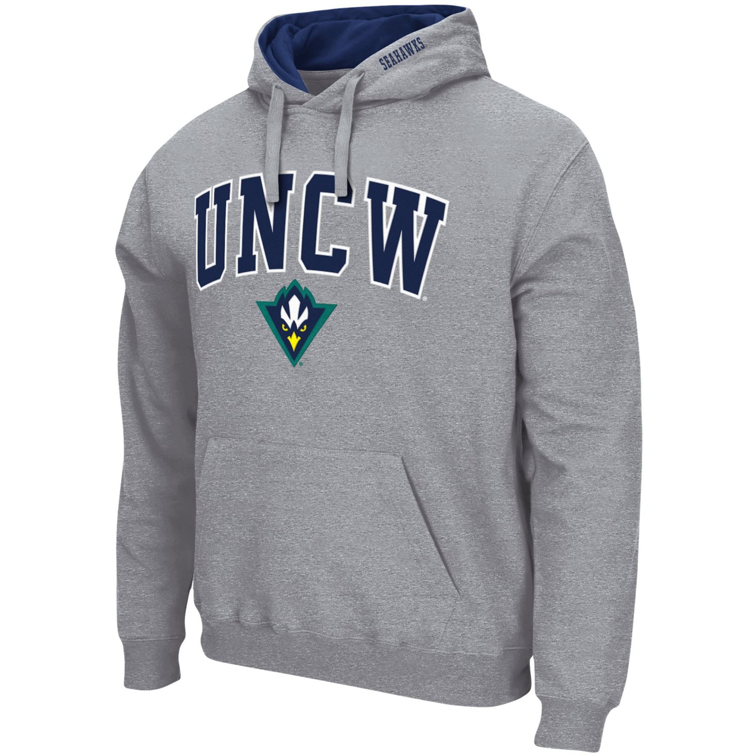 Colosseum Heathered Gray UNC Wilmington Seahawks Arch and Logo Pullover Hoodie