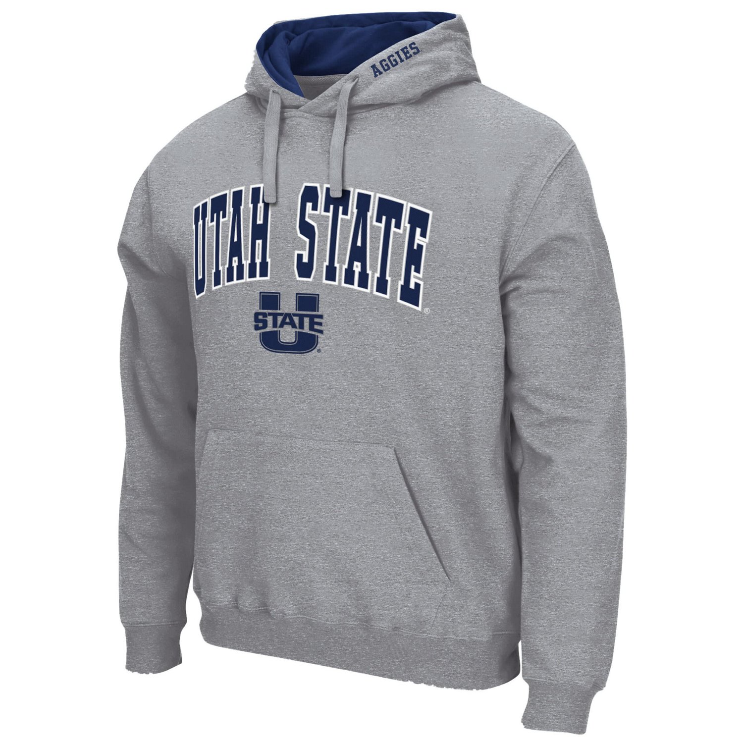 Colosseum Heathered Gray Utah State Aggies Arch and Logo Pullover Hoodie                                                         - view number 2