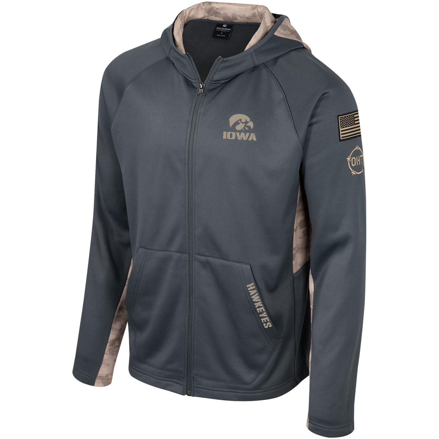 Colosseum Iowa Hawkeyes OHT Military Appreciation Camo Raglan Full-Zip Hoodie                                                    - view number 2