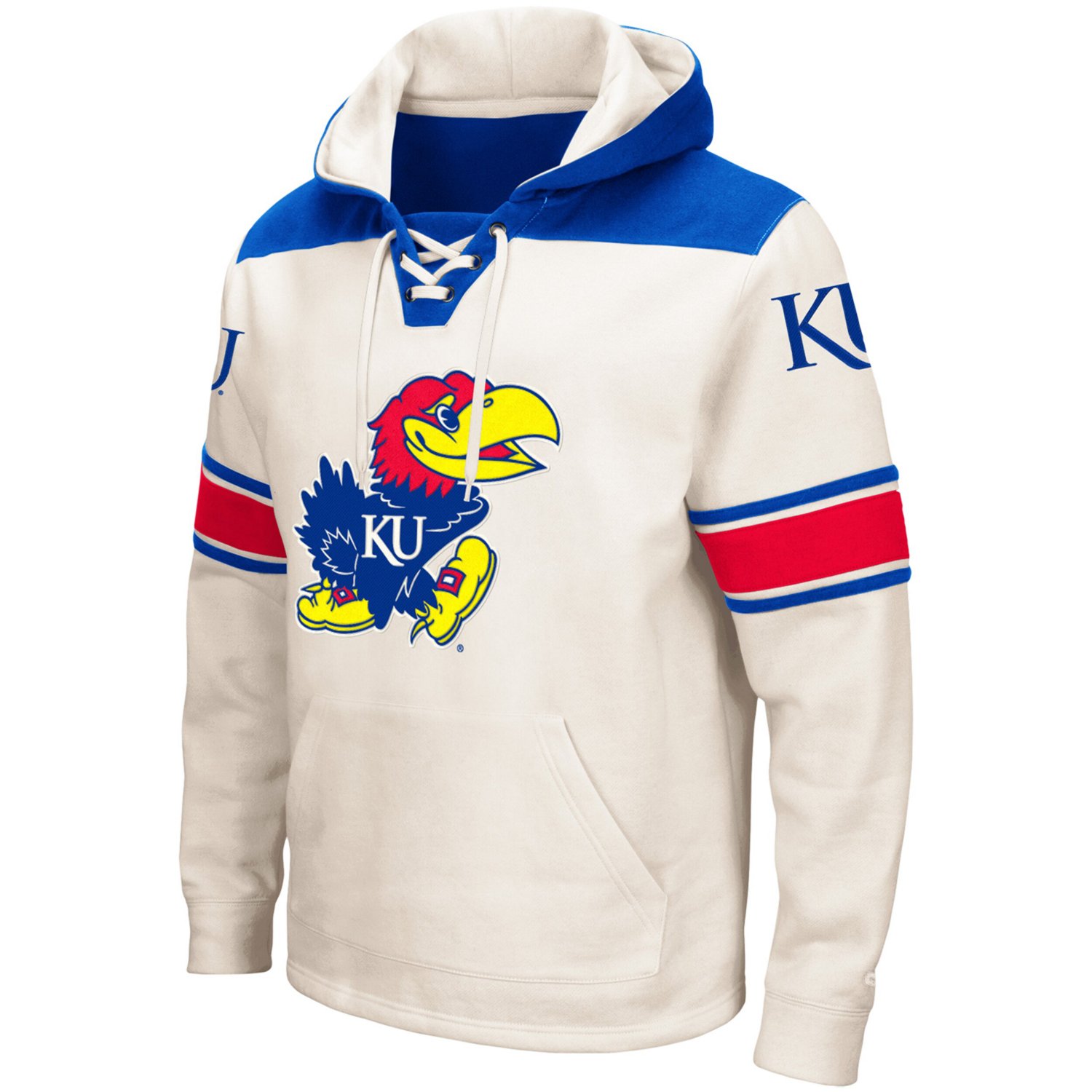 Colosseum Kansas Jayhawks 20 Lace-Up Pullover Hoodie - view number 2