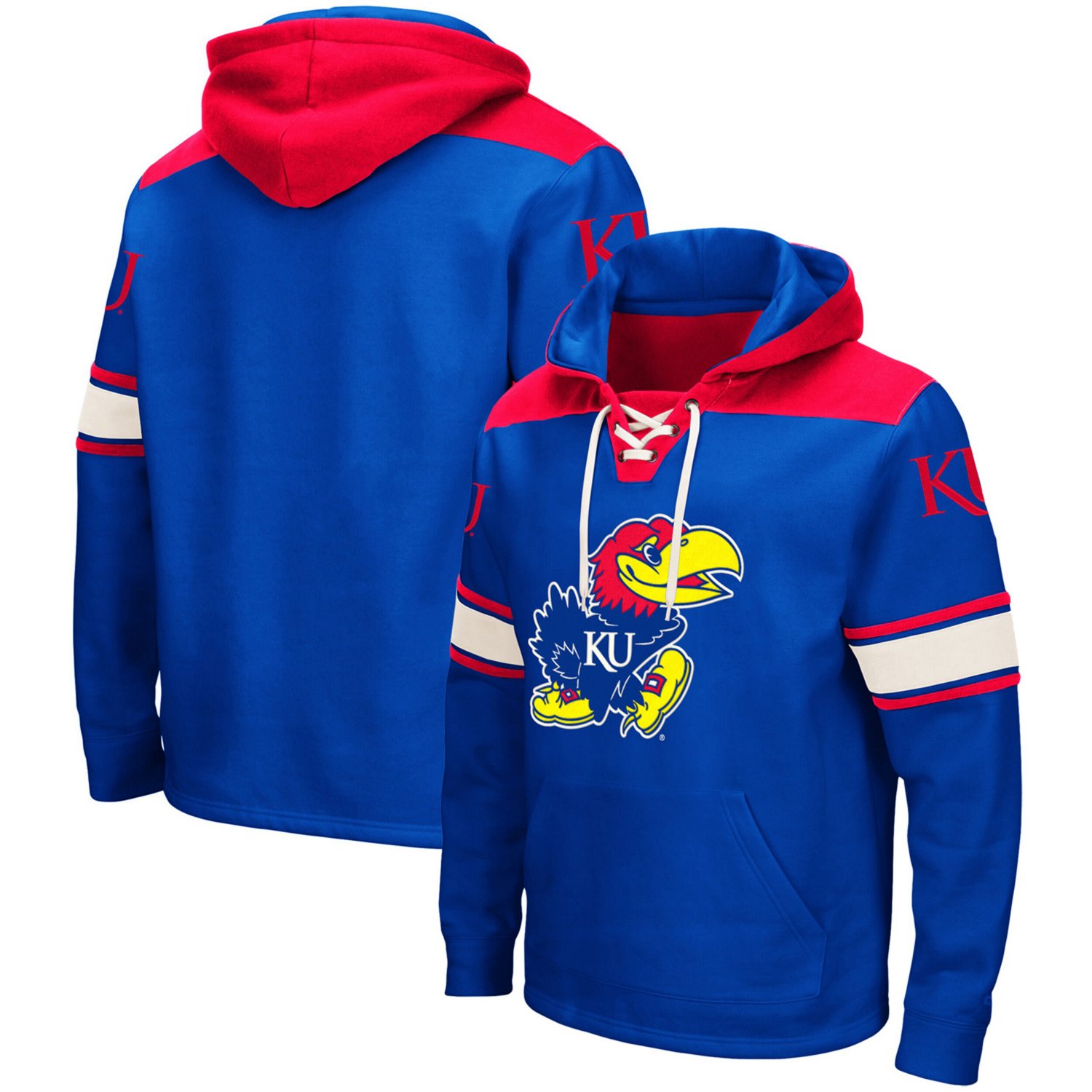 Colosseum Kansas Jayhawks 20 Lace-Up Pullover Hoodie