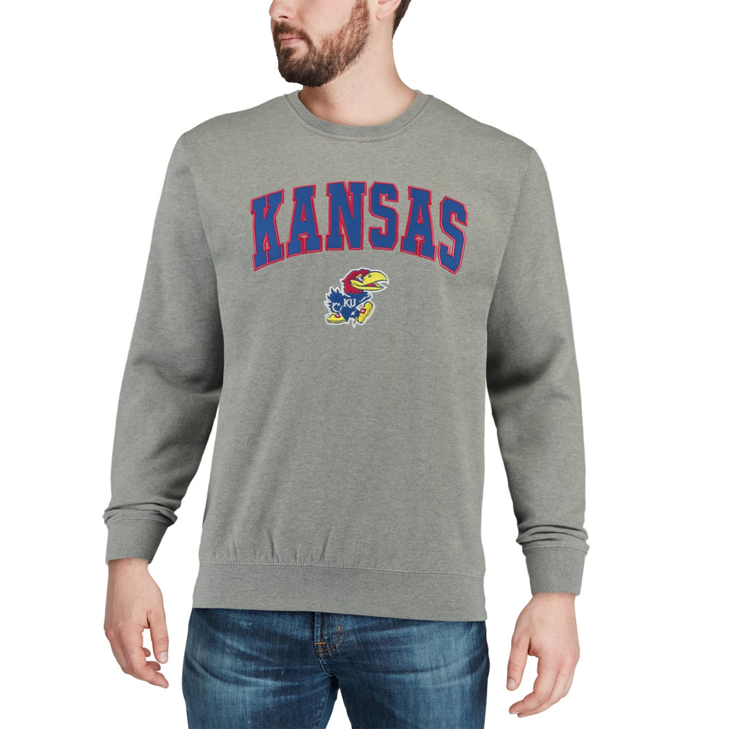 Colosseum Kansas Jayhawks Arch  Logo Crew Neck Sweatshirt - view number 4