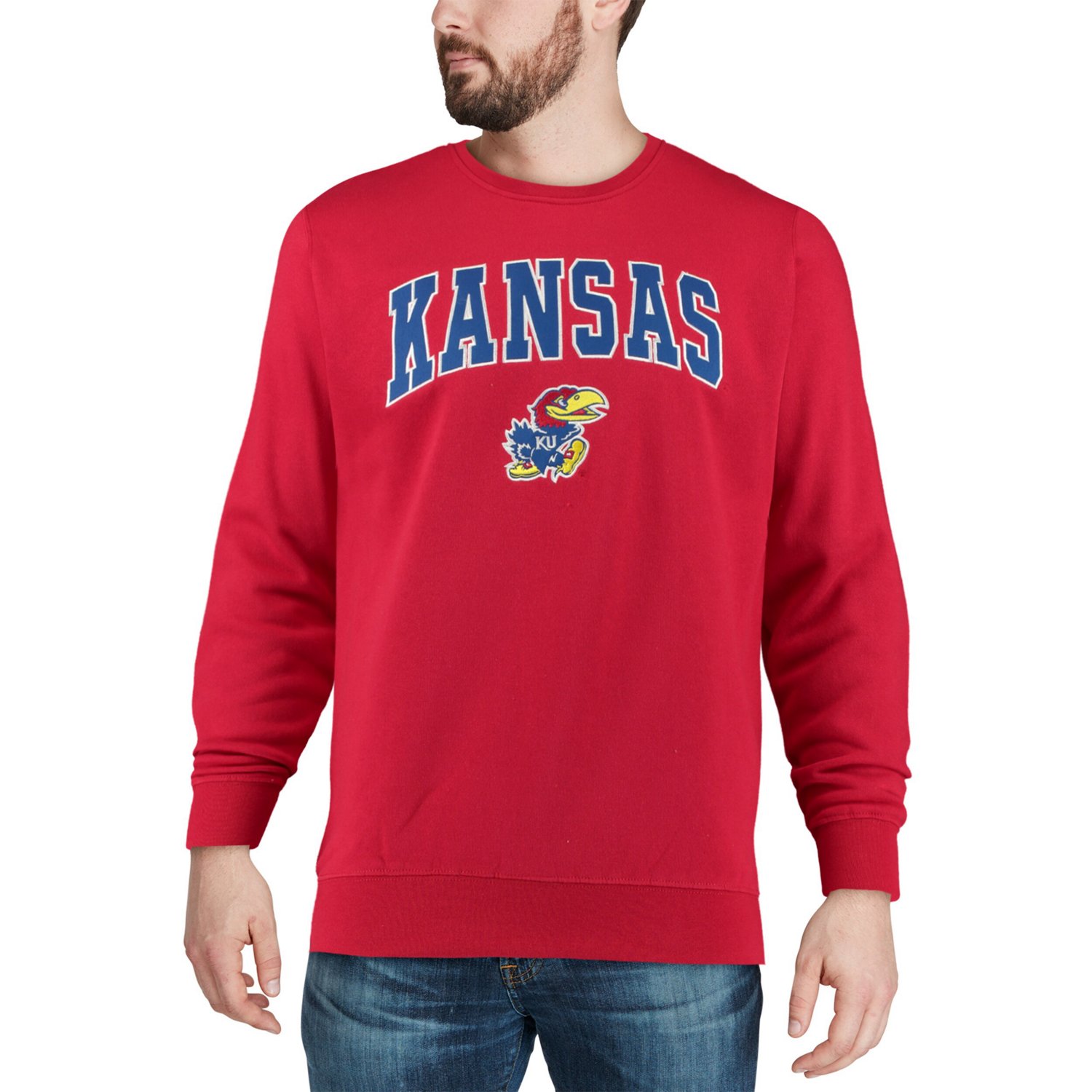 Colosseum Kansas Jayhawks Arch  Logo Crew Neck Sweatshirt - view number 4