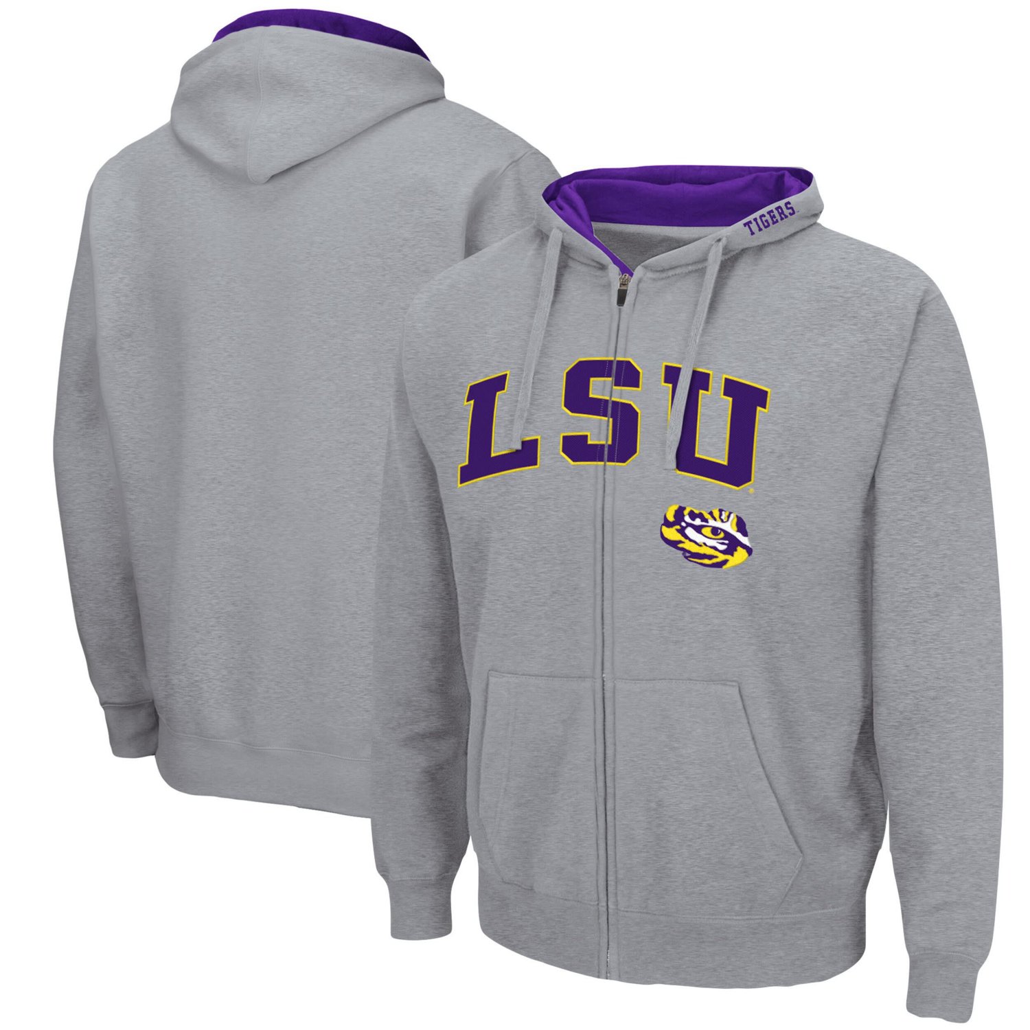 Colosseum LSU Tigers Arch  Logo 30 Full-Zip Hoodie