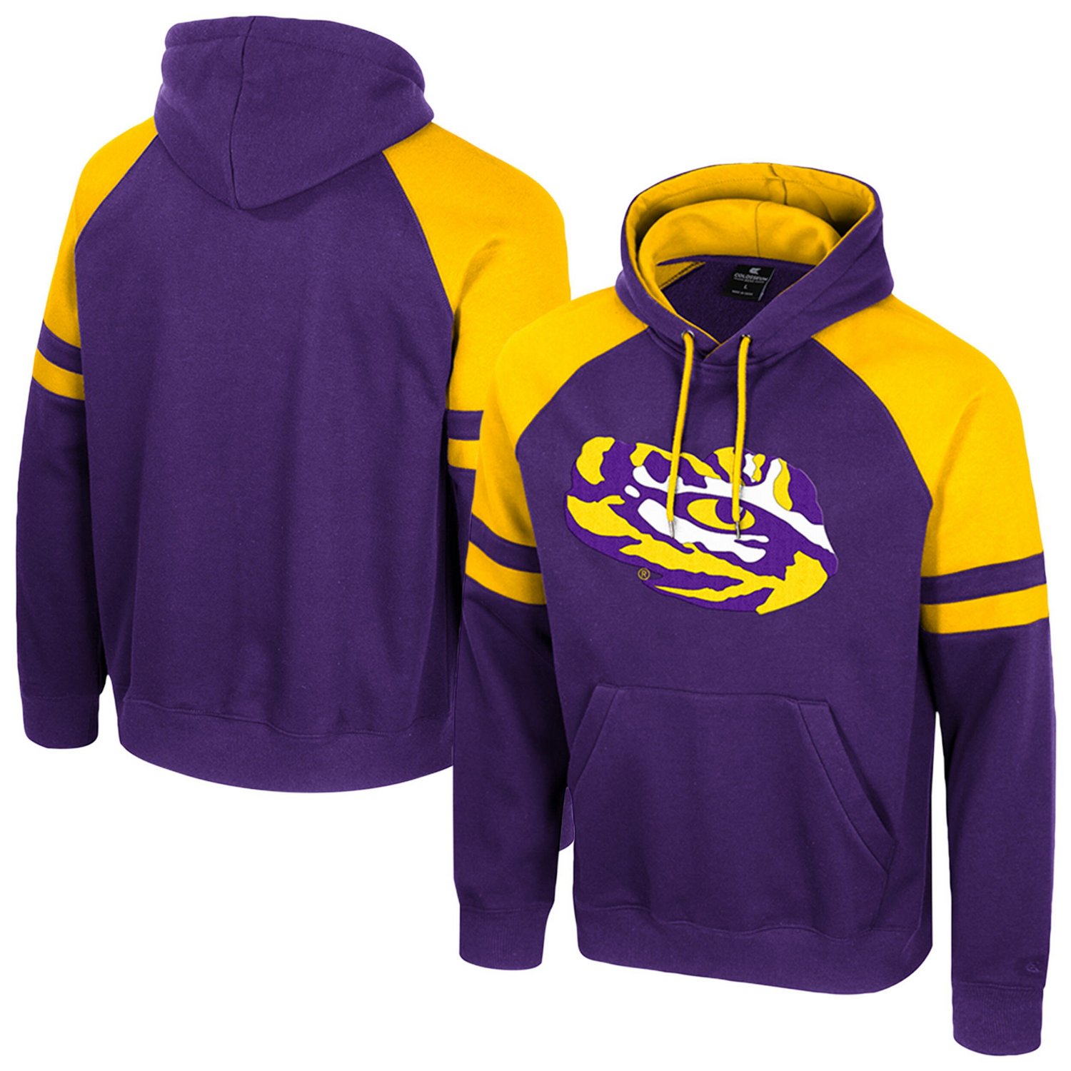 Colosseum LSU Tigers Todd Raglan Pullover Hoodie - view number 1