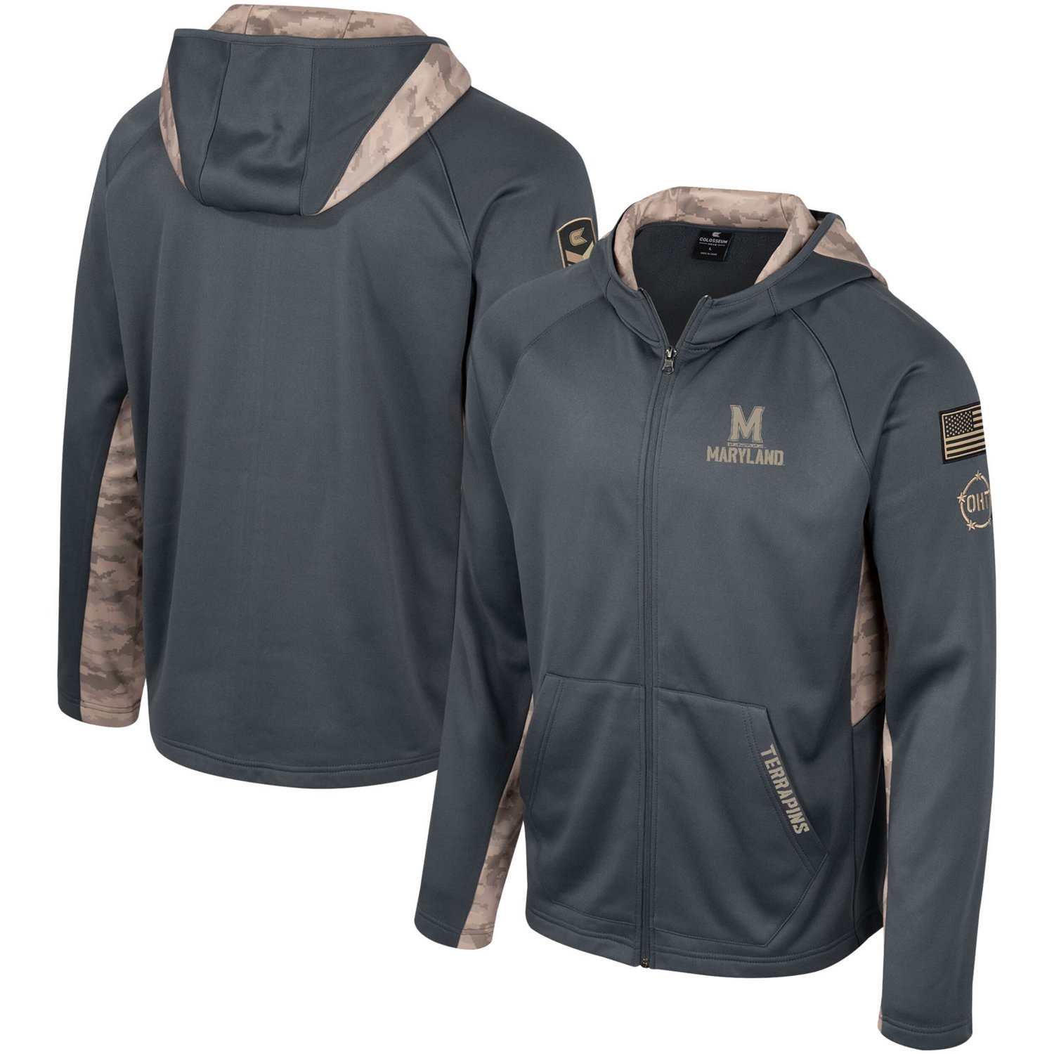 Colosseum Maryland Terrapins OHT Military Appreciation Camo Raglan Full-Zip Hoodie - view number 1