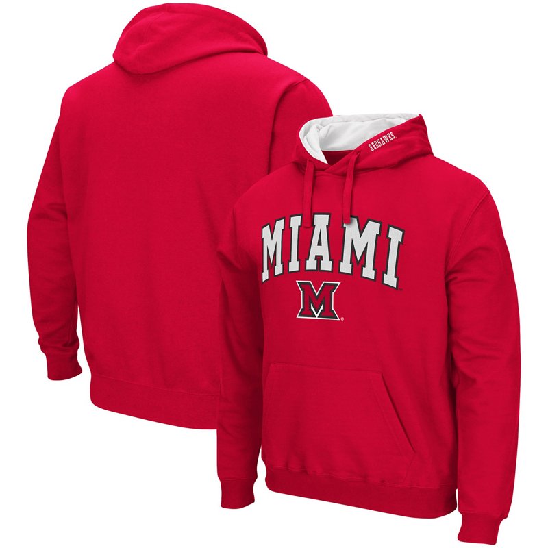 Colosseum Miami University Hawks Arch And Logo Pullover Hoodie-image