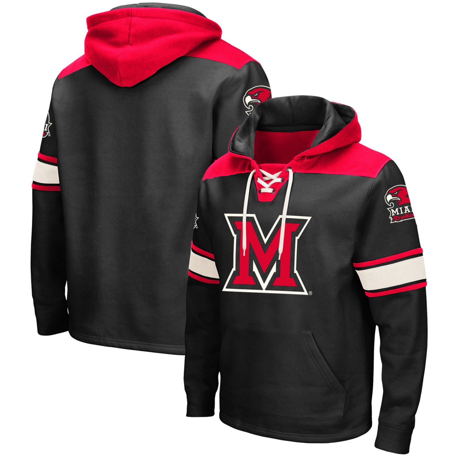 Colosseum Miami University RedHawks 20 Lace-Up Pullover Hoodie - view number 1