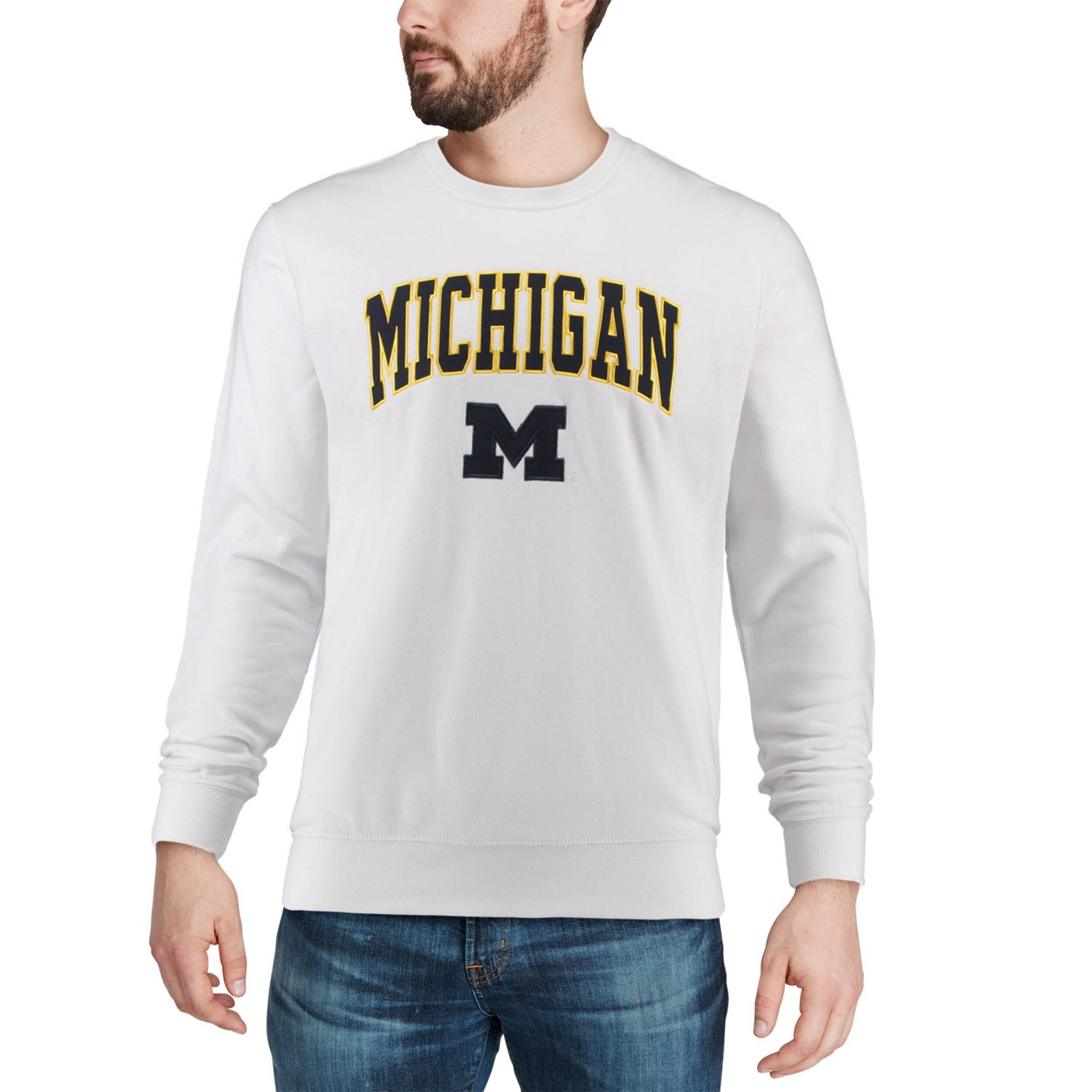 Colosseum Michigan Wolverines Arch  Logo Crew Neck Sweatshirt - view number 4