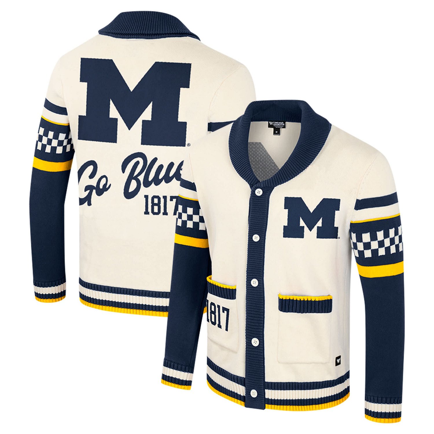 Colosseum Michigan Wolverines Wild Collective Button-Up Jacquard Sweater