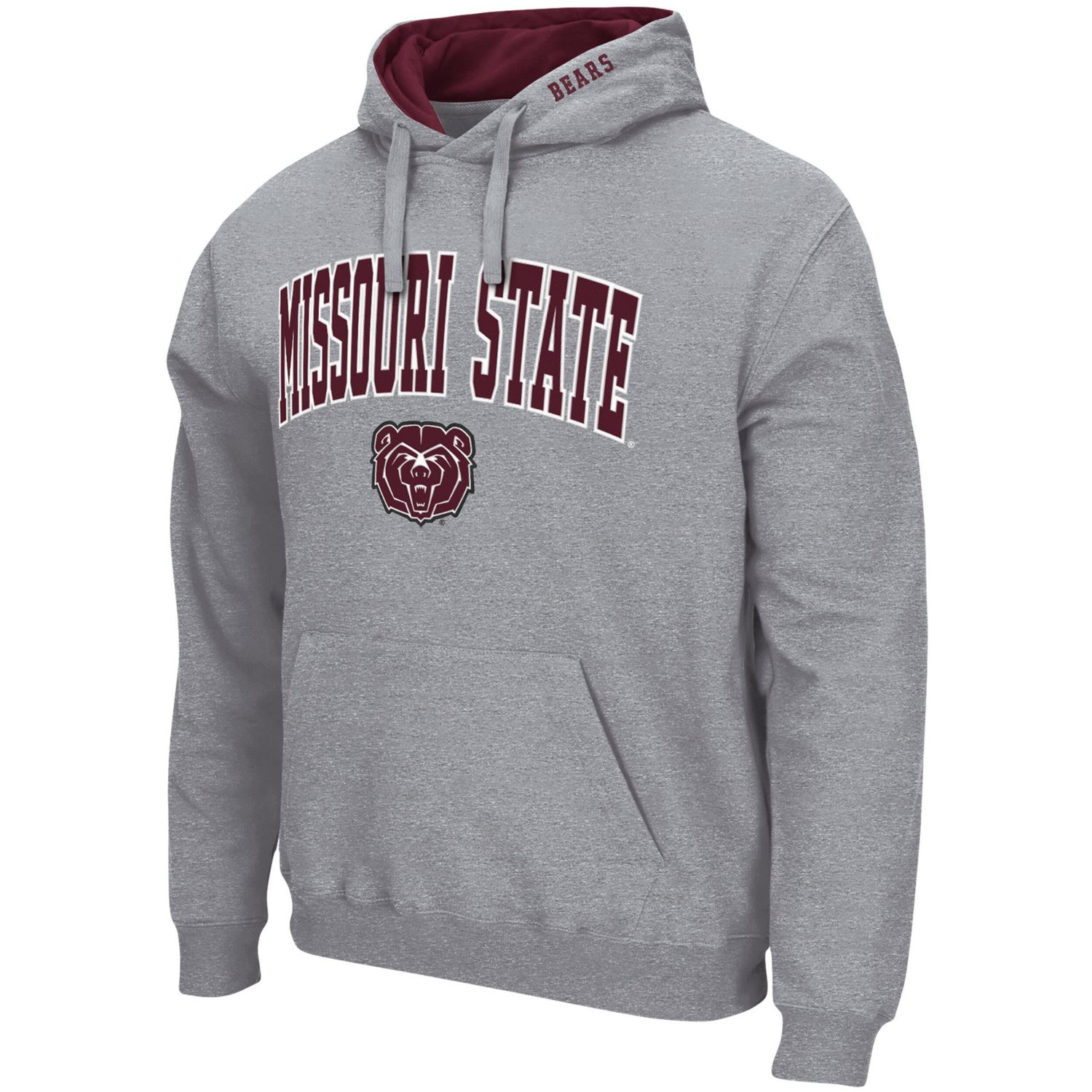 Colosseum Heathered Gray Missouri State University Bears Arch and Logo Pullover Hoodie - view number 2
