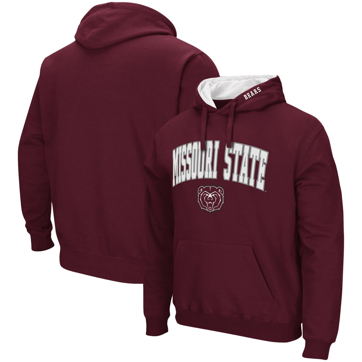 Colosseum Heathered Gray Missouri State University Bears Arch and Logo Pullover Hoodie - view number 1