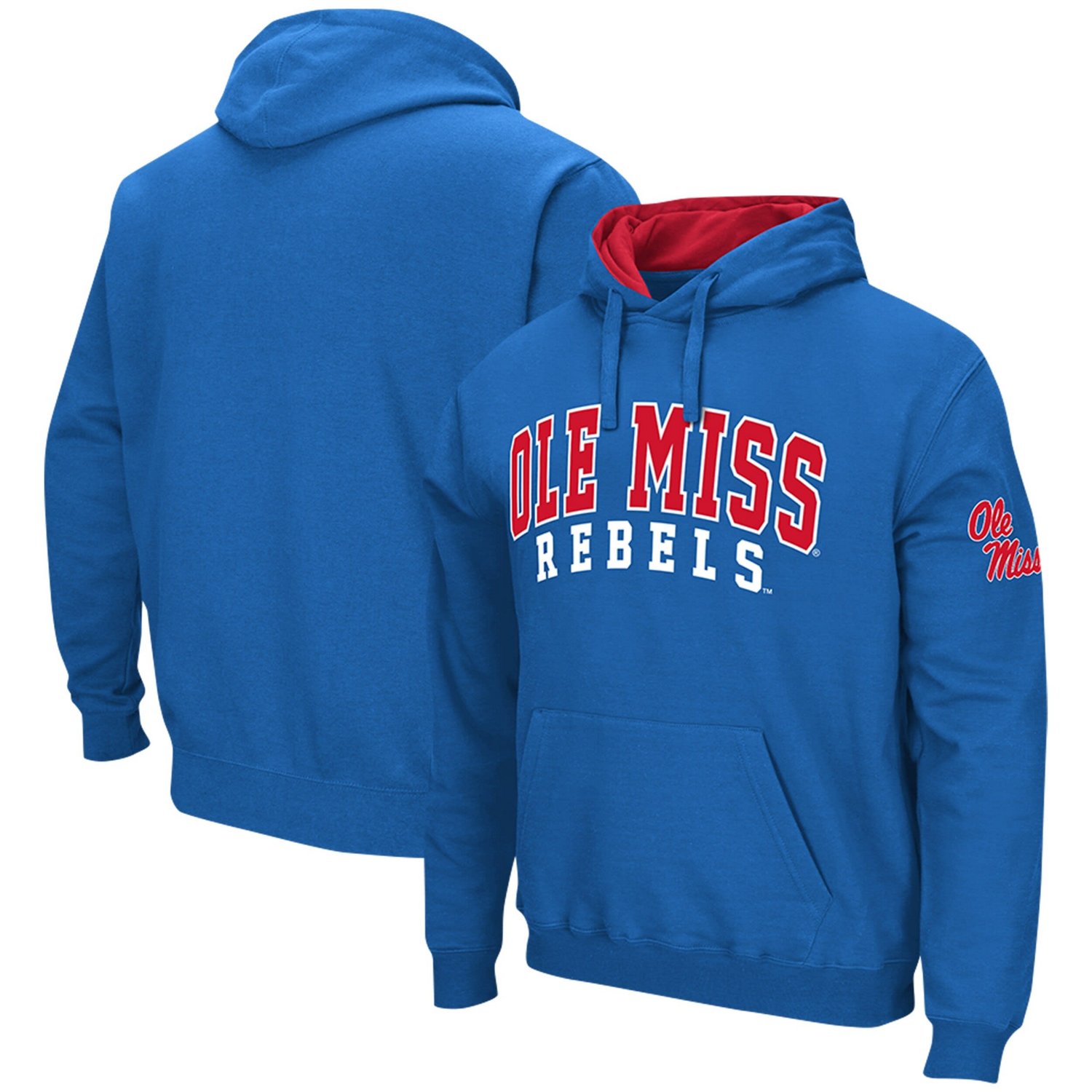 Colosseum Powder Ole Miss Rebels Double Arch Pullover Hoodie Academy