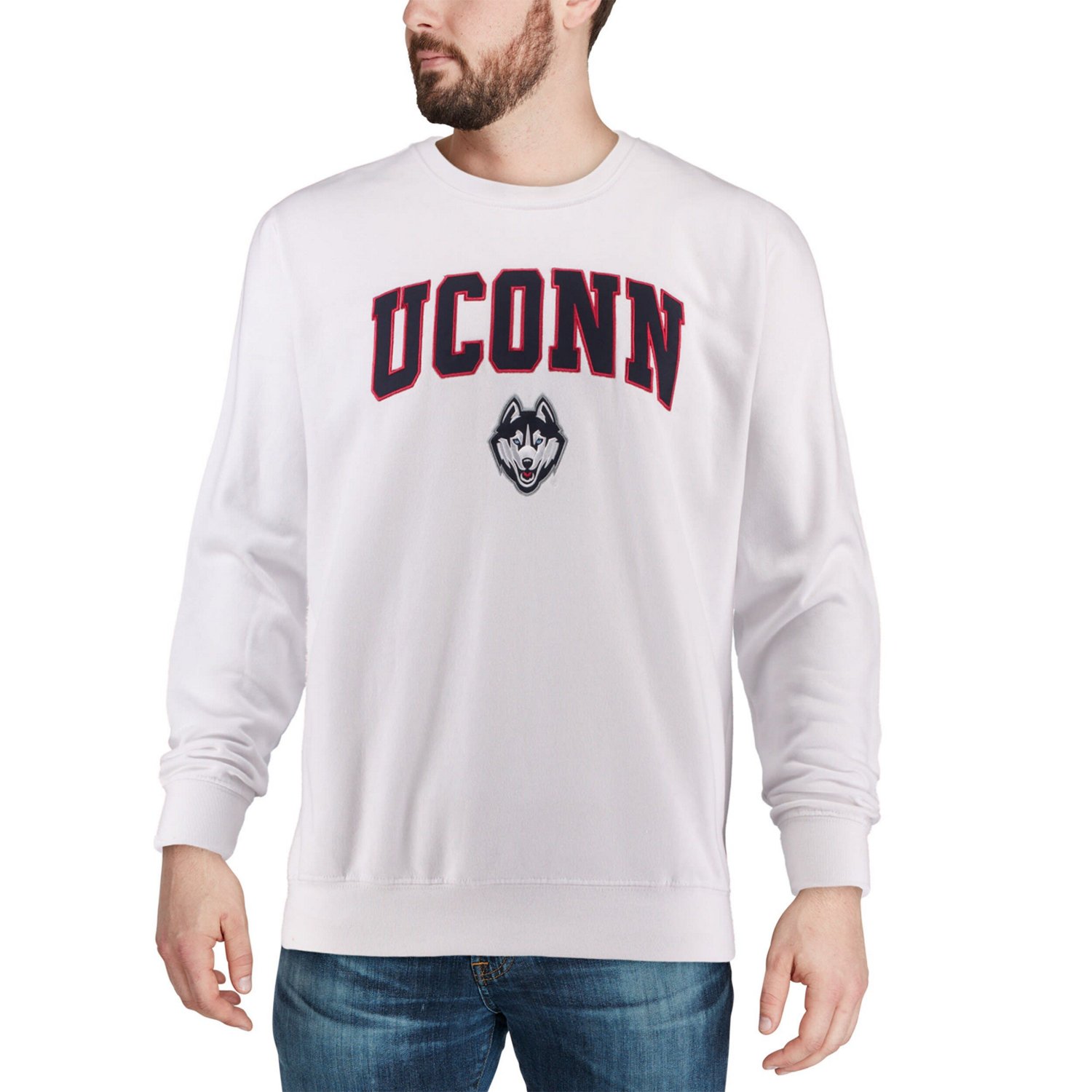 Colosseum UConn Huskies Arch  Logo Crew Neck Sweatshirt                                                                          - view number 4