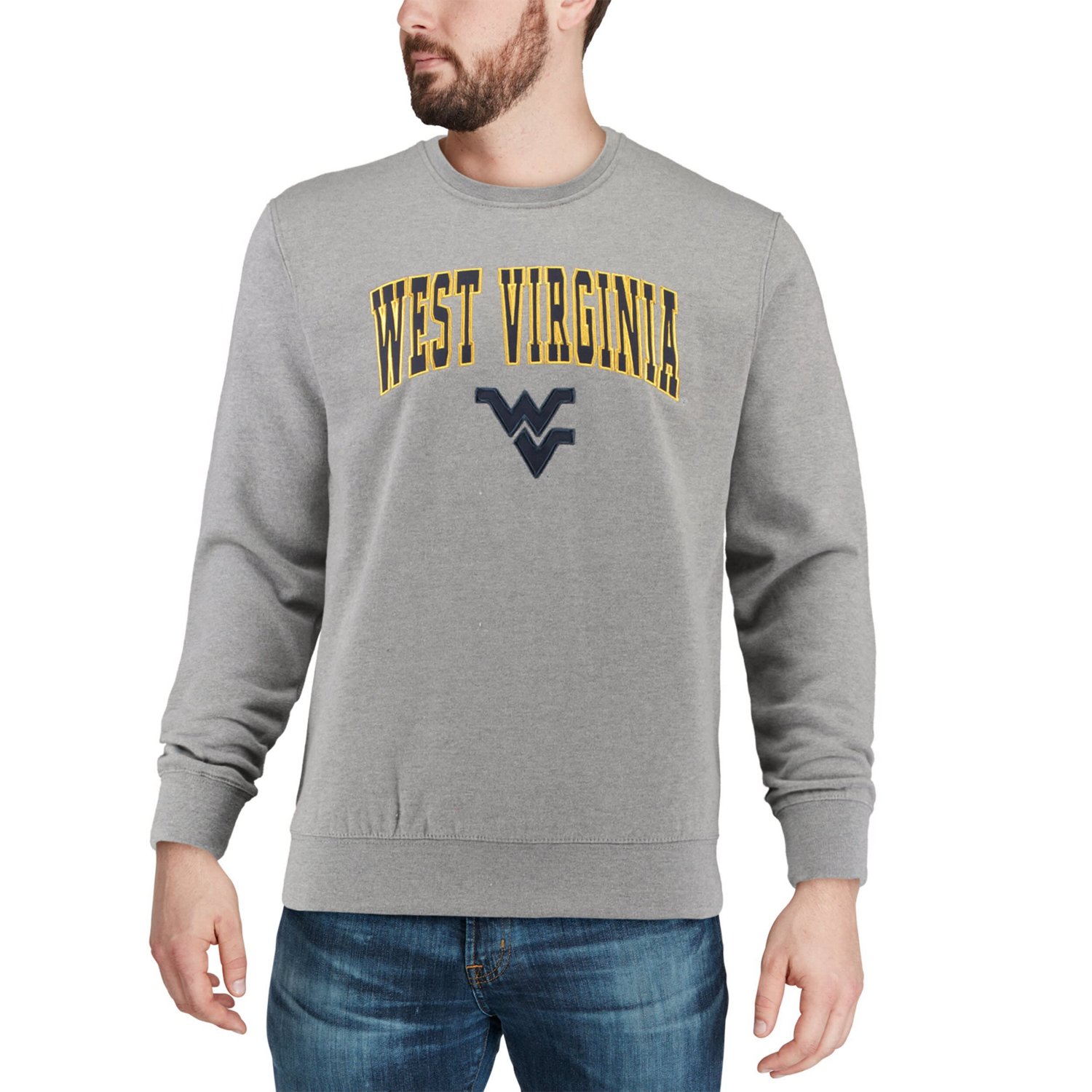 Colosseum West Virginia Mountaineers Arch  Logo Crew Neck Sweatshirt