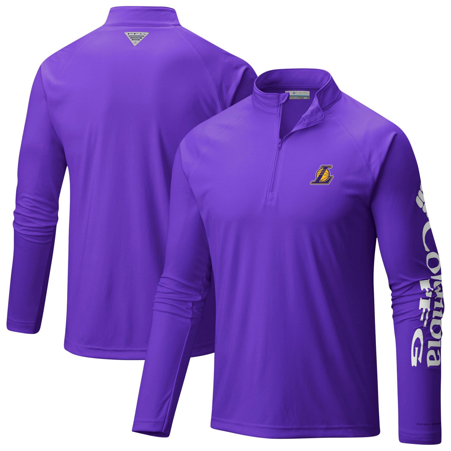 Columbia Los Angeles Lakers PFG Terminal Tackle Quarter-Zip Top
