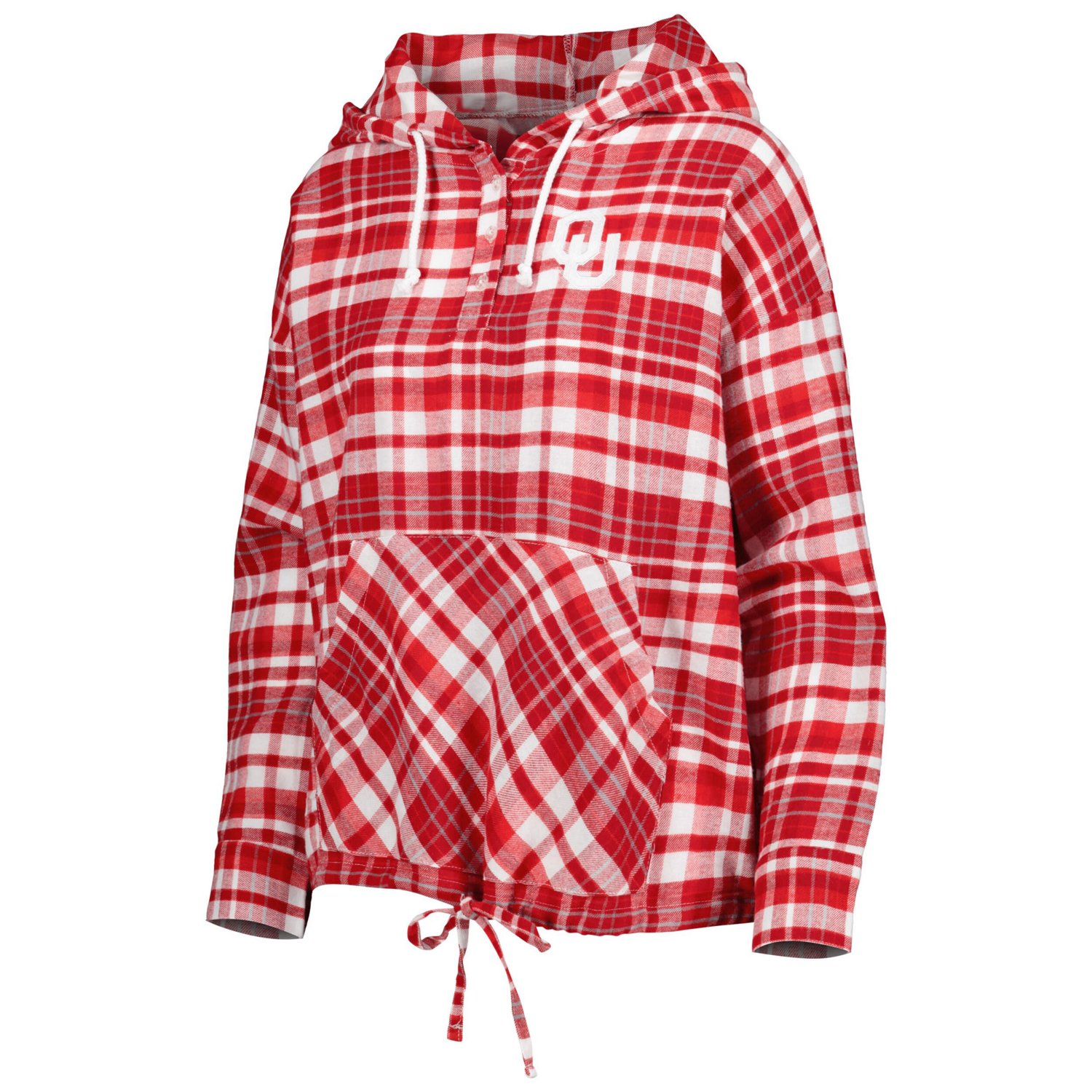 Concepts Sport Oklahoma Sooners Mainstay Lightweight Flannel Plaid Pullover Hoodie