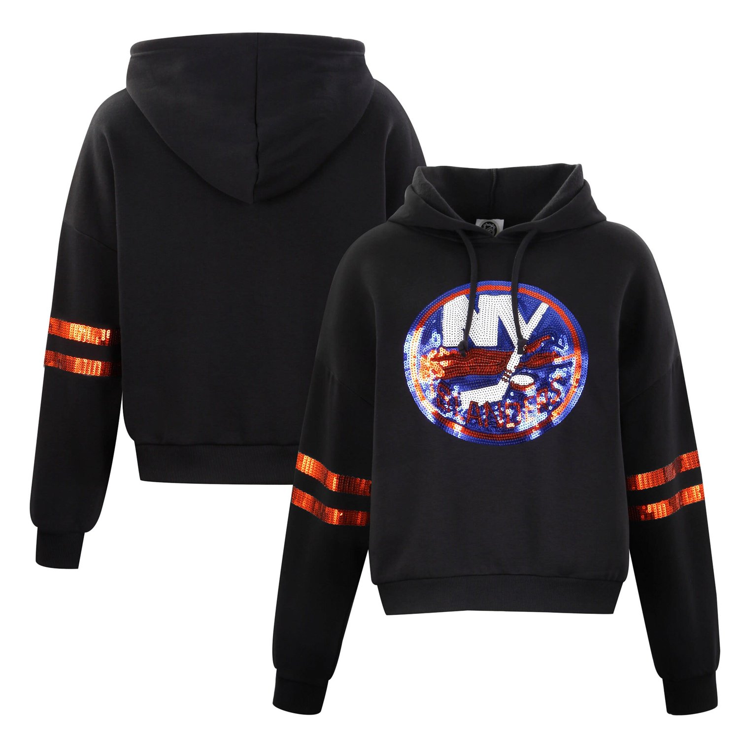 Cuce New York Islanders Sequin Cropped Pullover Hoodie                                                                           - view number 1