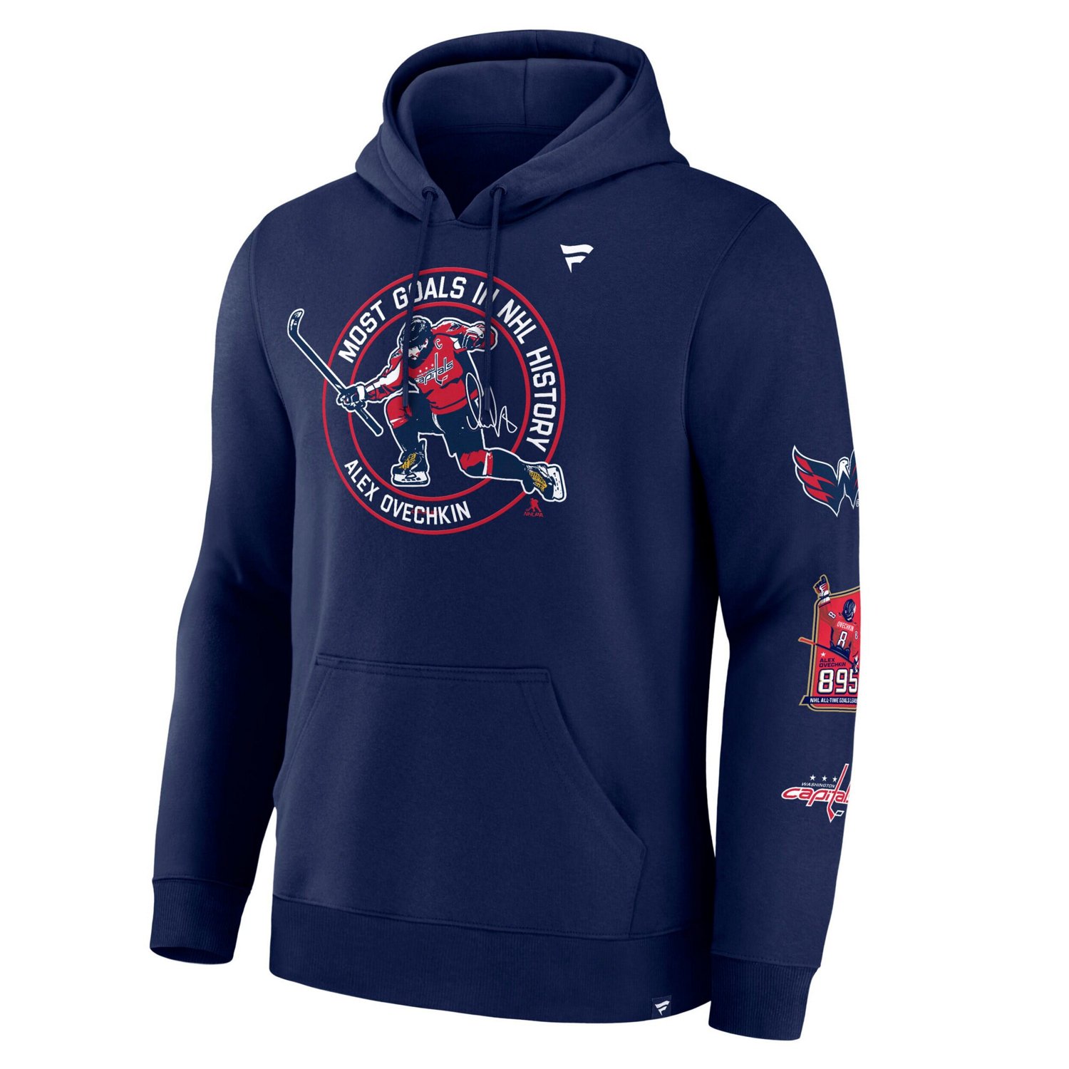 Fanatics Alexander Ovechkin Athletic Washington Capitals NHL All-Time Leading Goal Scorer Badges Pullover Hoodie - view number 2