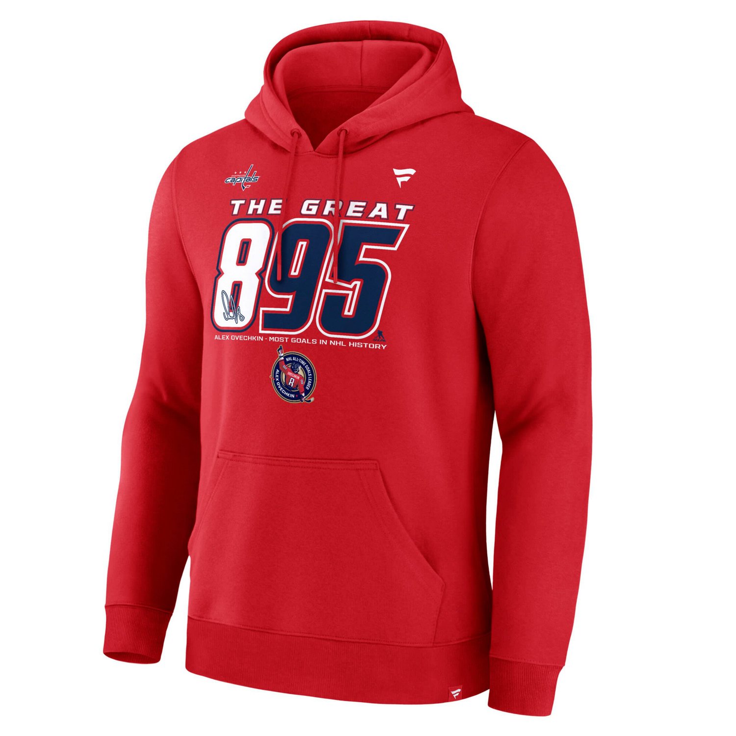 Fanatics Alexander Ovechkin Athletic Washington Capitals NHL All-Time Leading Goal Scorer The Great 895 Pullover Hoodie - view number 2