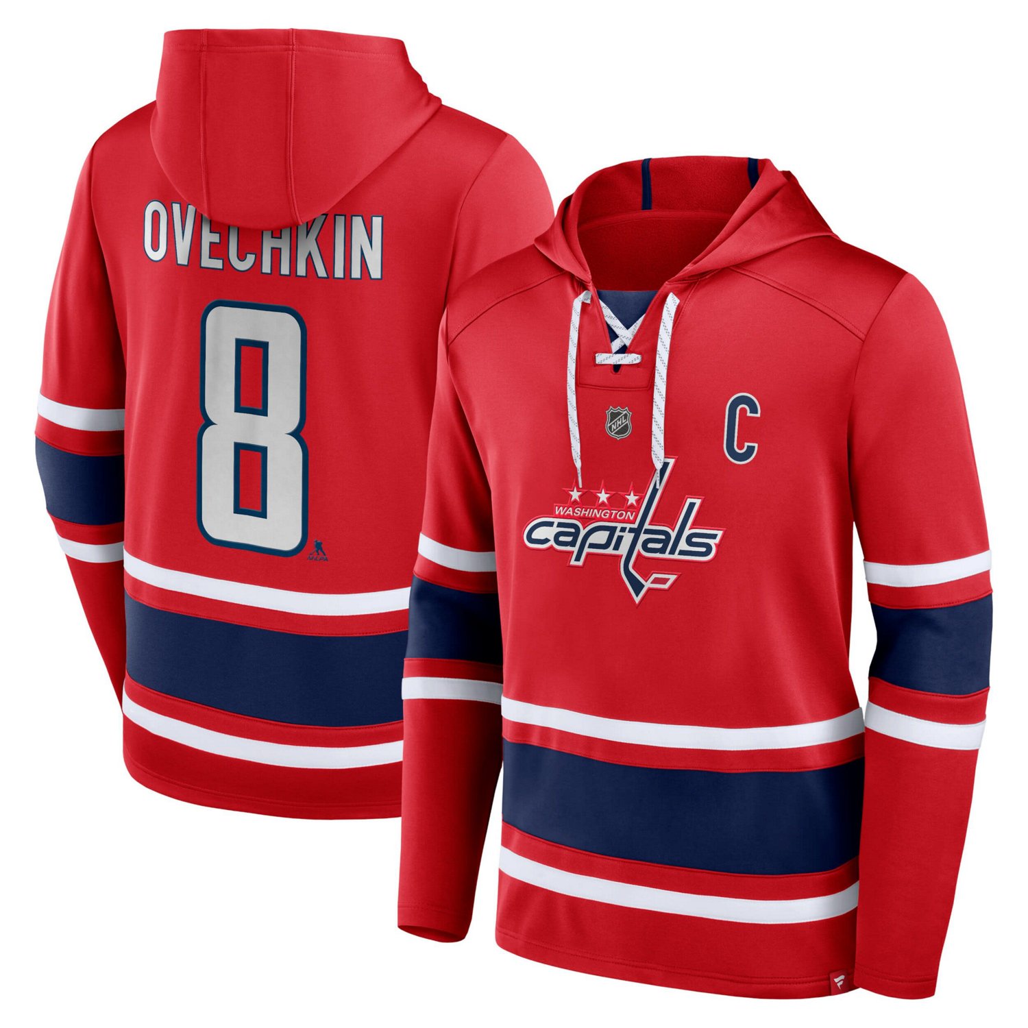 Fanatics Alexander Ovechkin Washington Capitals Name  Number Lace-Up Pullover Hoodie