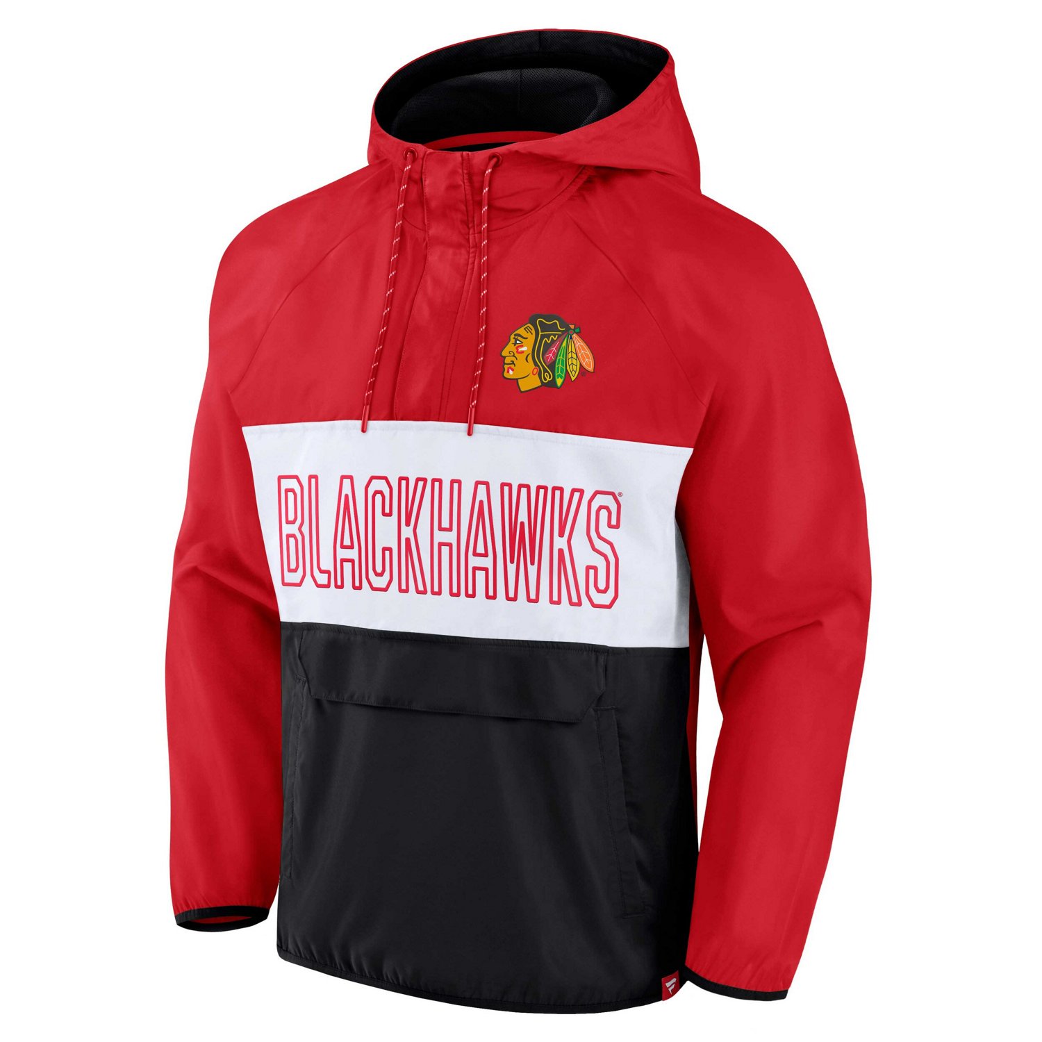 Fanatics /Black Chicago Blackhawks Backhand Shooter Defender Anorak Raglan Hoodie Quarter-Zip Jacket                             - view number 2