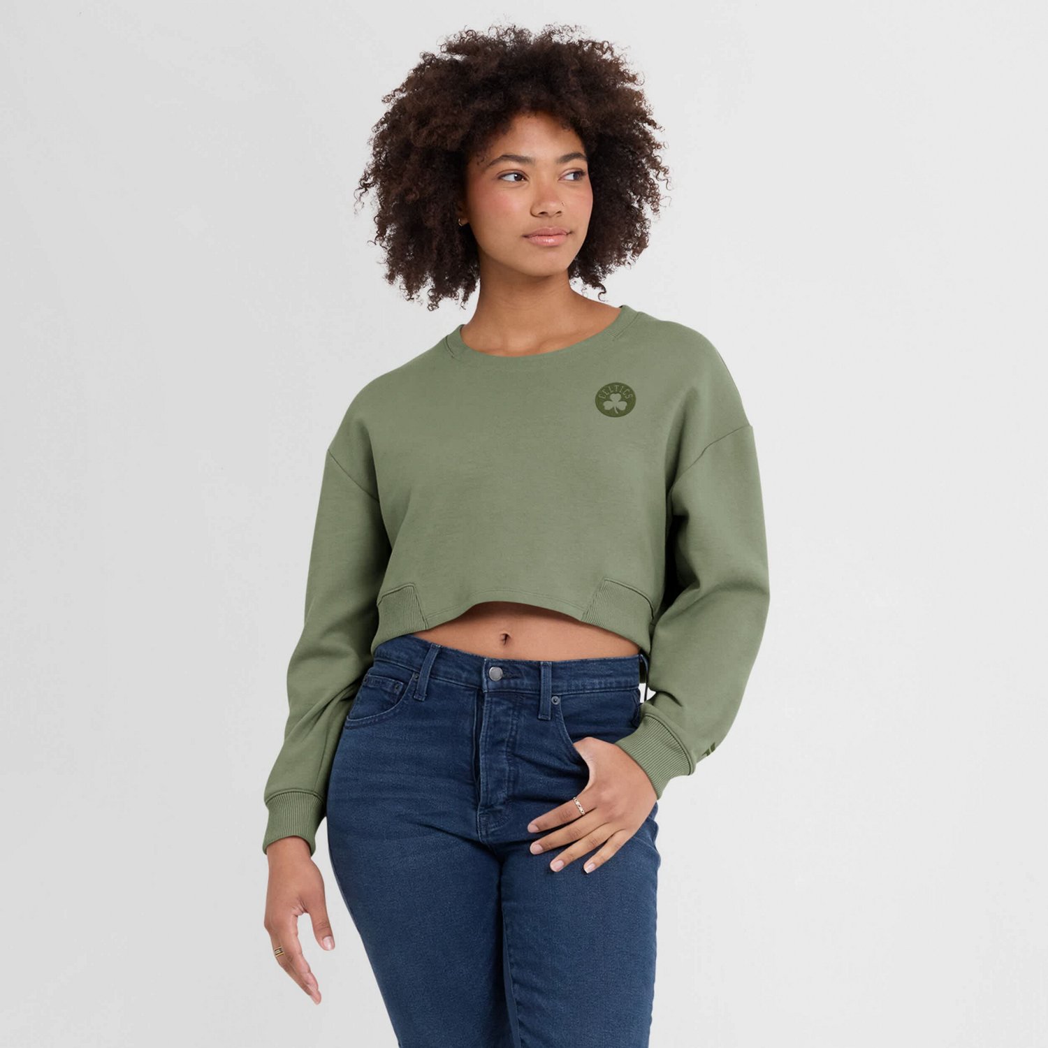 Fanatics Boston Celtics Studio Tri-Blend Cropped Pullover Sweatshirt - view number 4