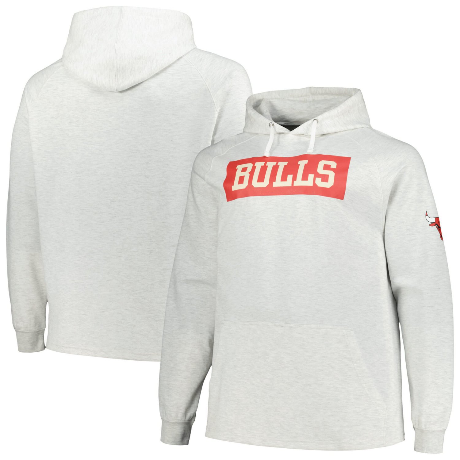 Fanatics Chicago Bulls Big  Tall Raglan Tri-Blend Pullover Hoodie