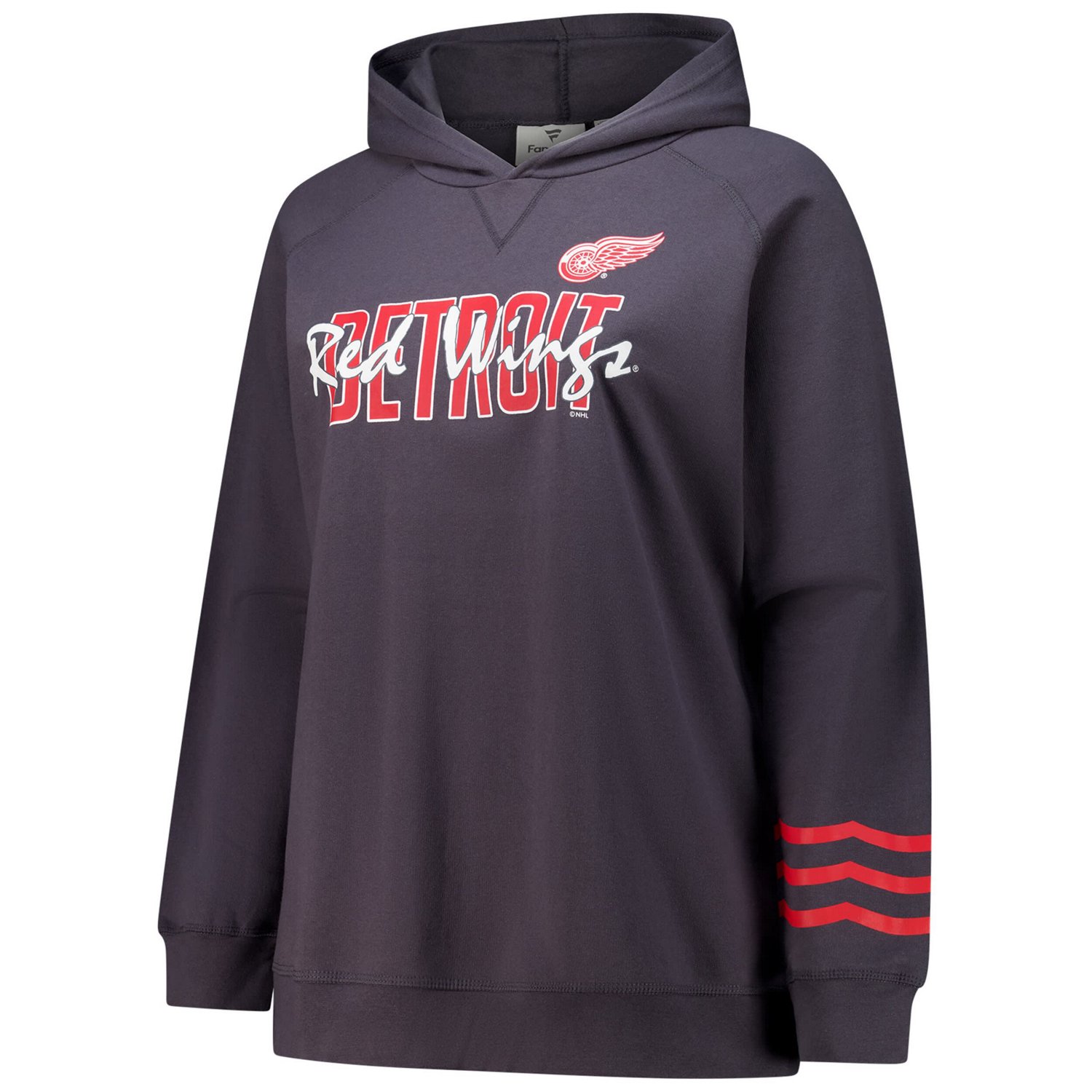 Fanatics Detroit Wings Plus Size Lightweight Fleece Raglan Pullover Hoodie - view number 2