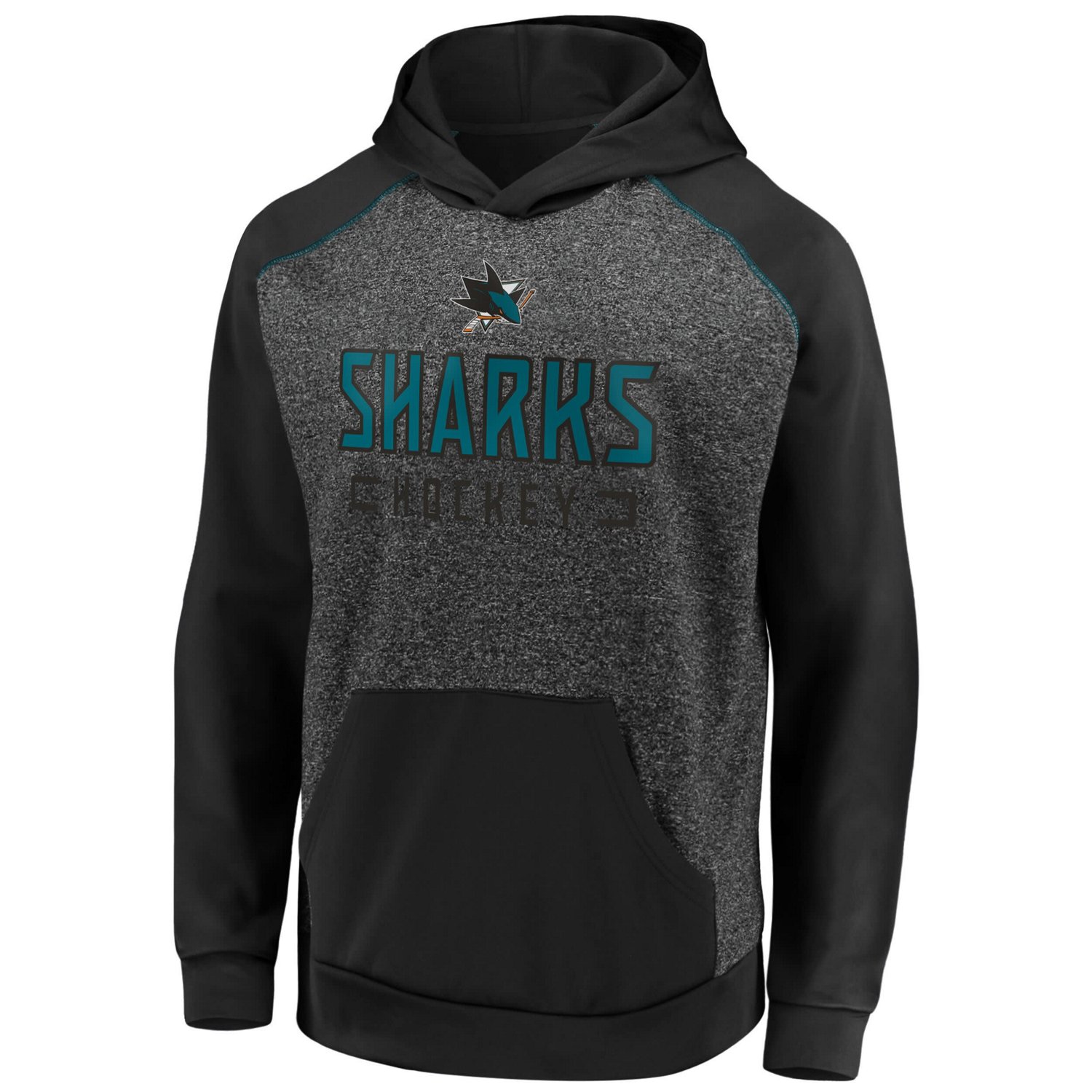 Fanatics Heathered Charcoal/ San Jose Sharks Game Day Ready Chiller Fleece Raglan Pullover Hoodie