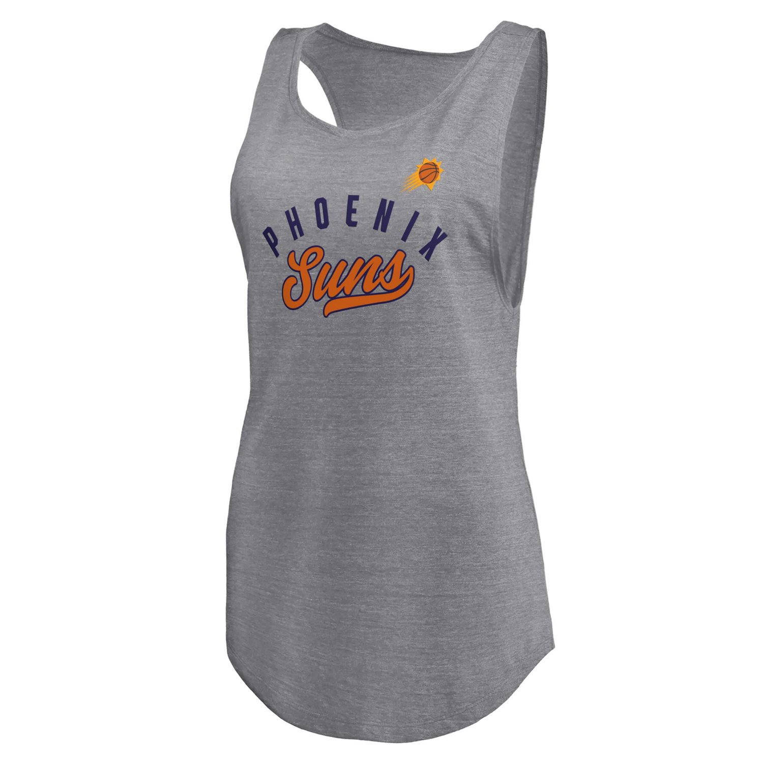 Fanatics Heathered Gray Phoenix Suns Quality Time Open Scoop Neck Tri-Blend Tank Top                                             - view number 2