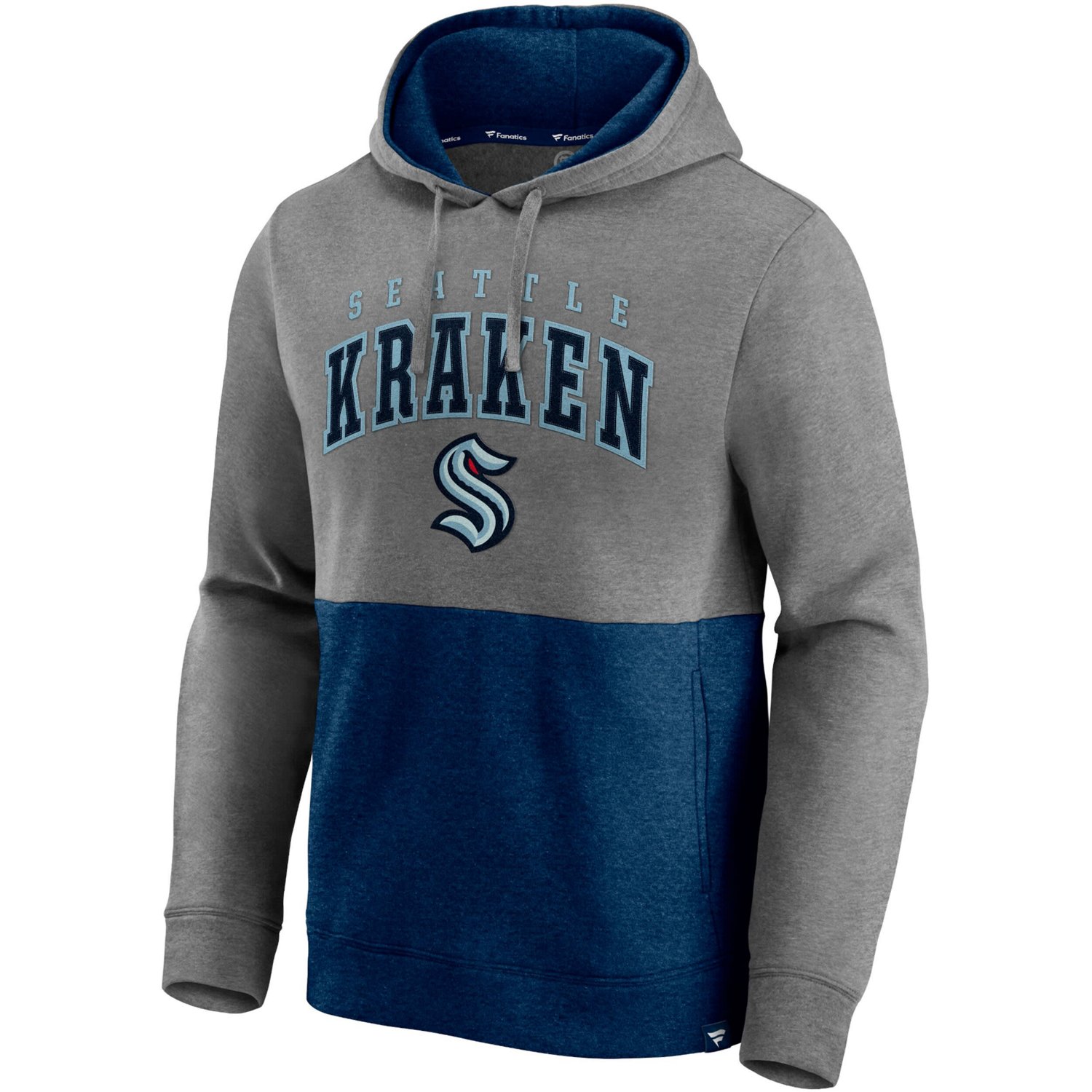 Fanatics Heathered Gray/Deep Sea Seattle Kraken Block Party Classic Arch Signature Pullover Hoodie                               - view number 2