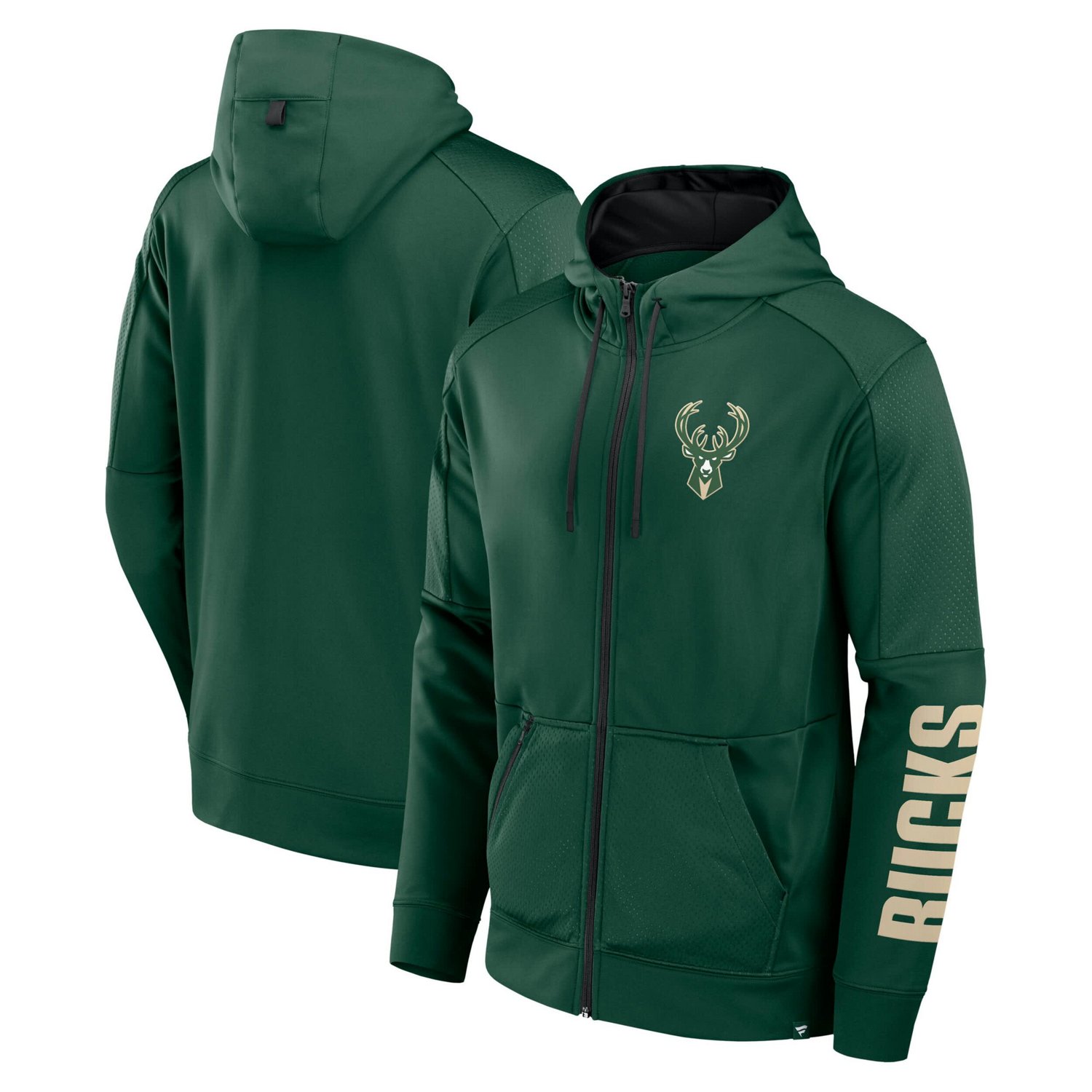 Fanatics Hunter Milwaukee Bucks Baller Defender Performance Full-Zip Hoodie